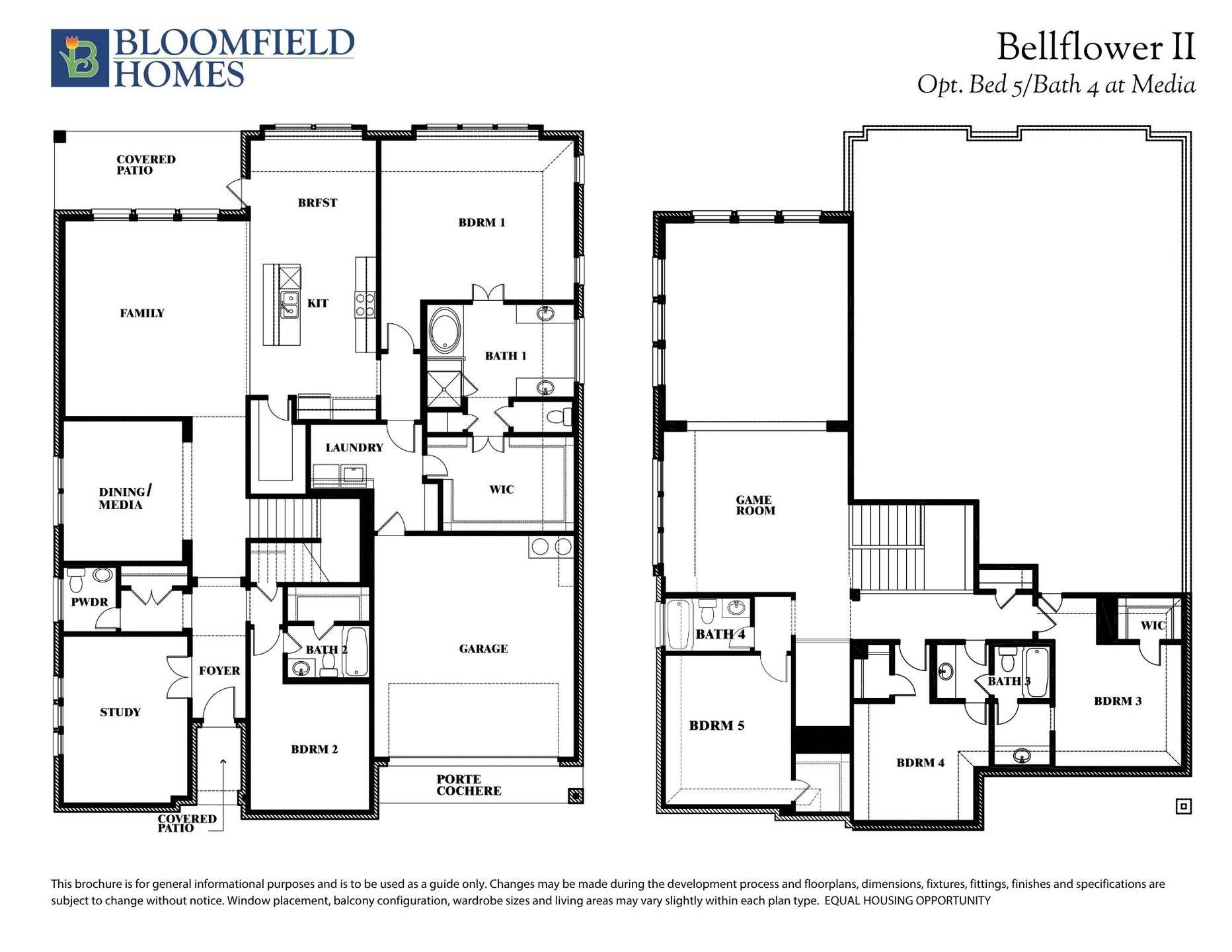 Bellflower II Floor Plan with Opt Bed 5/Beth 4 at Media