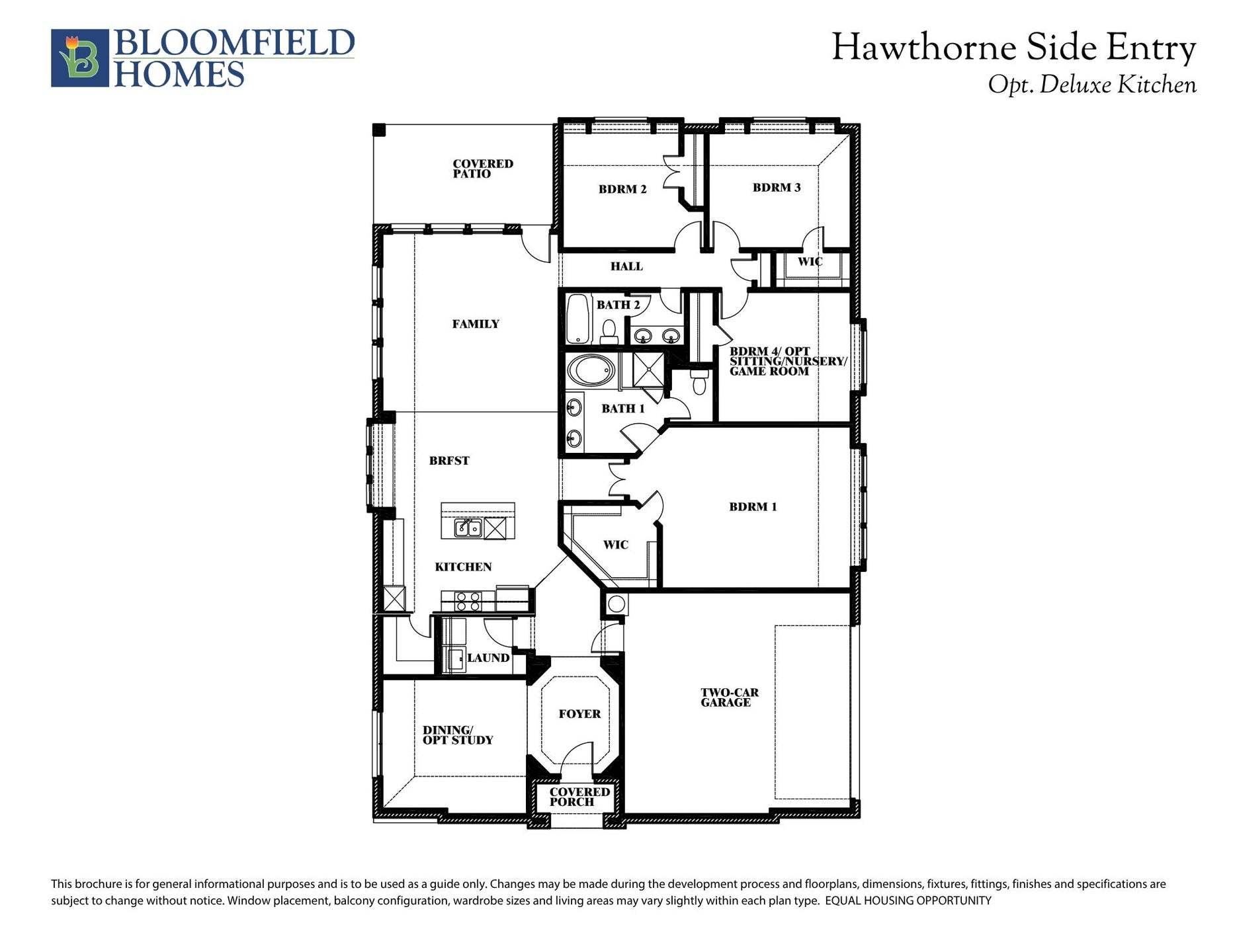 Hawthorne Side Entry Floor Plan with Optional Deluxe Kitchen