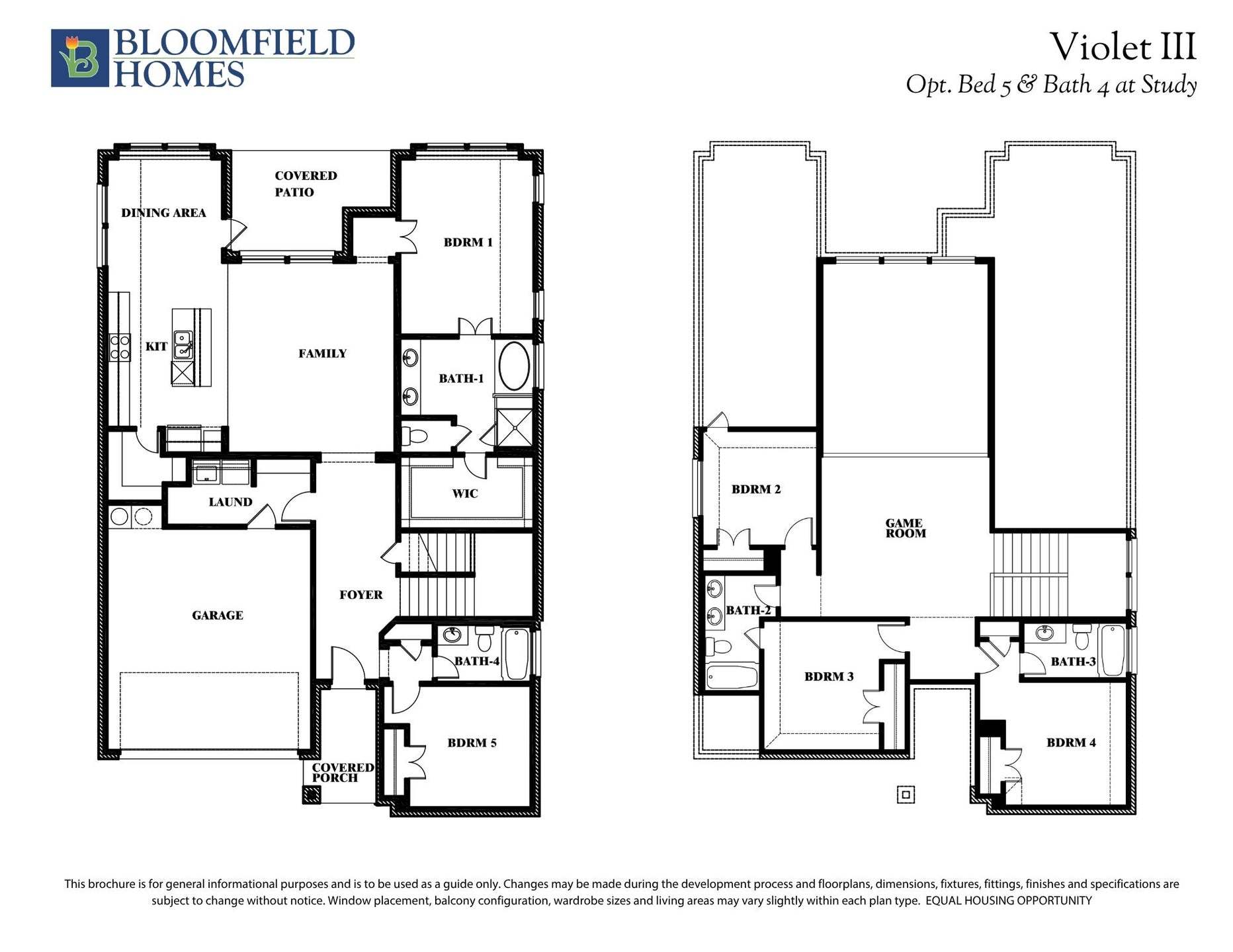 Violet III Floor Plan with Bedroom at Study