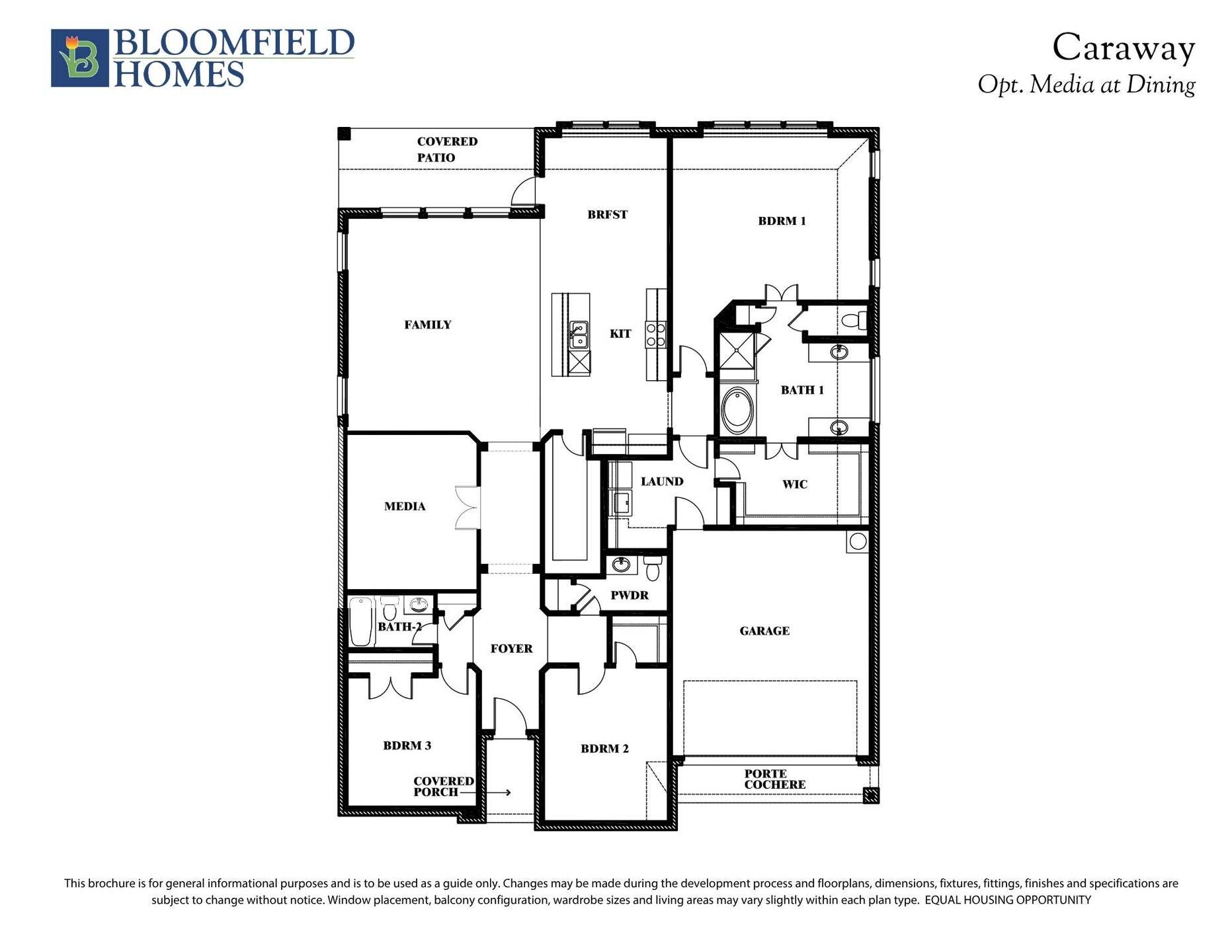 Caraway Floor Plan with Optional Media at Dining