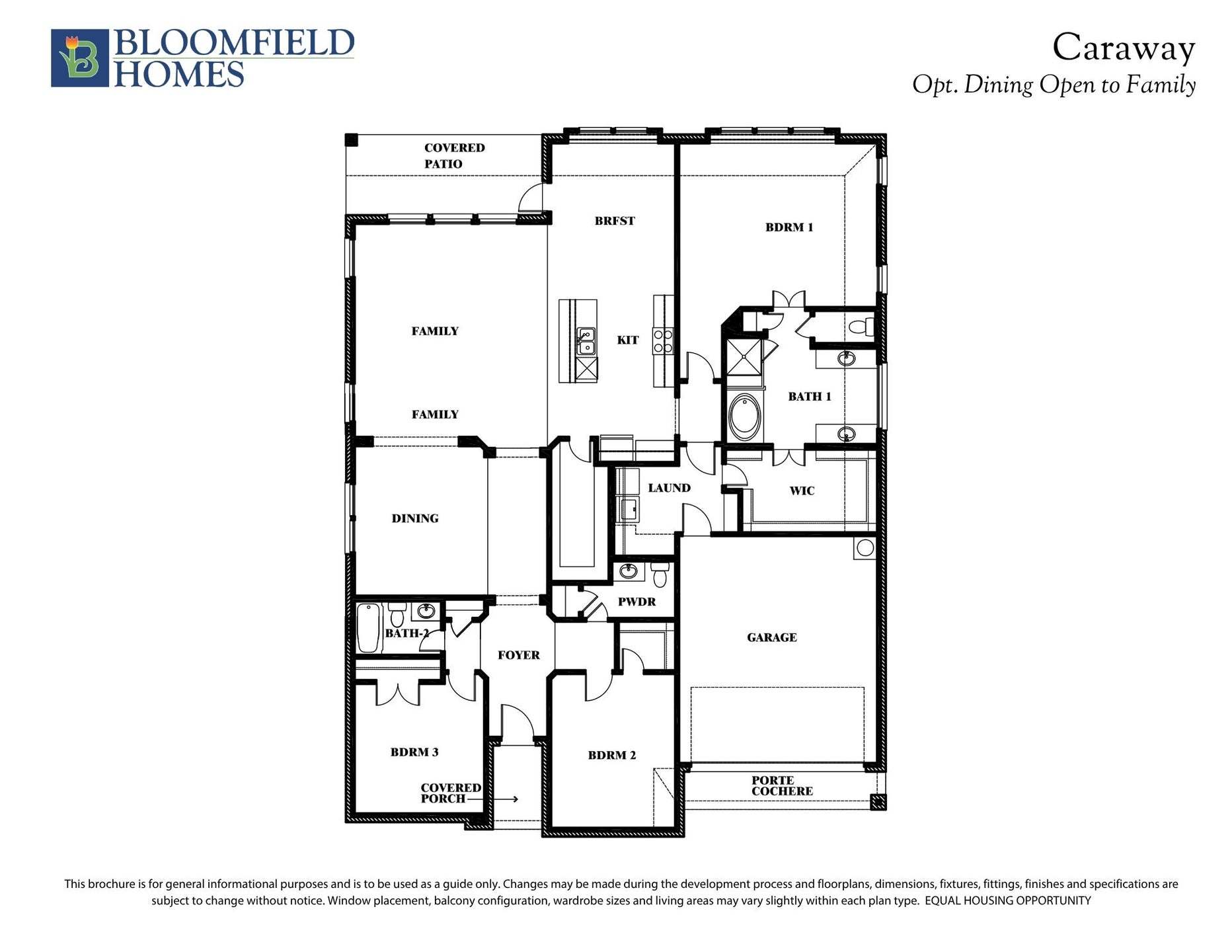 Caraway Floor Plan with Optional Dining Open to Family