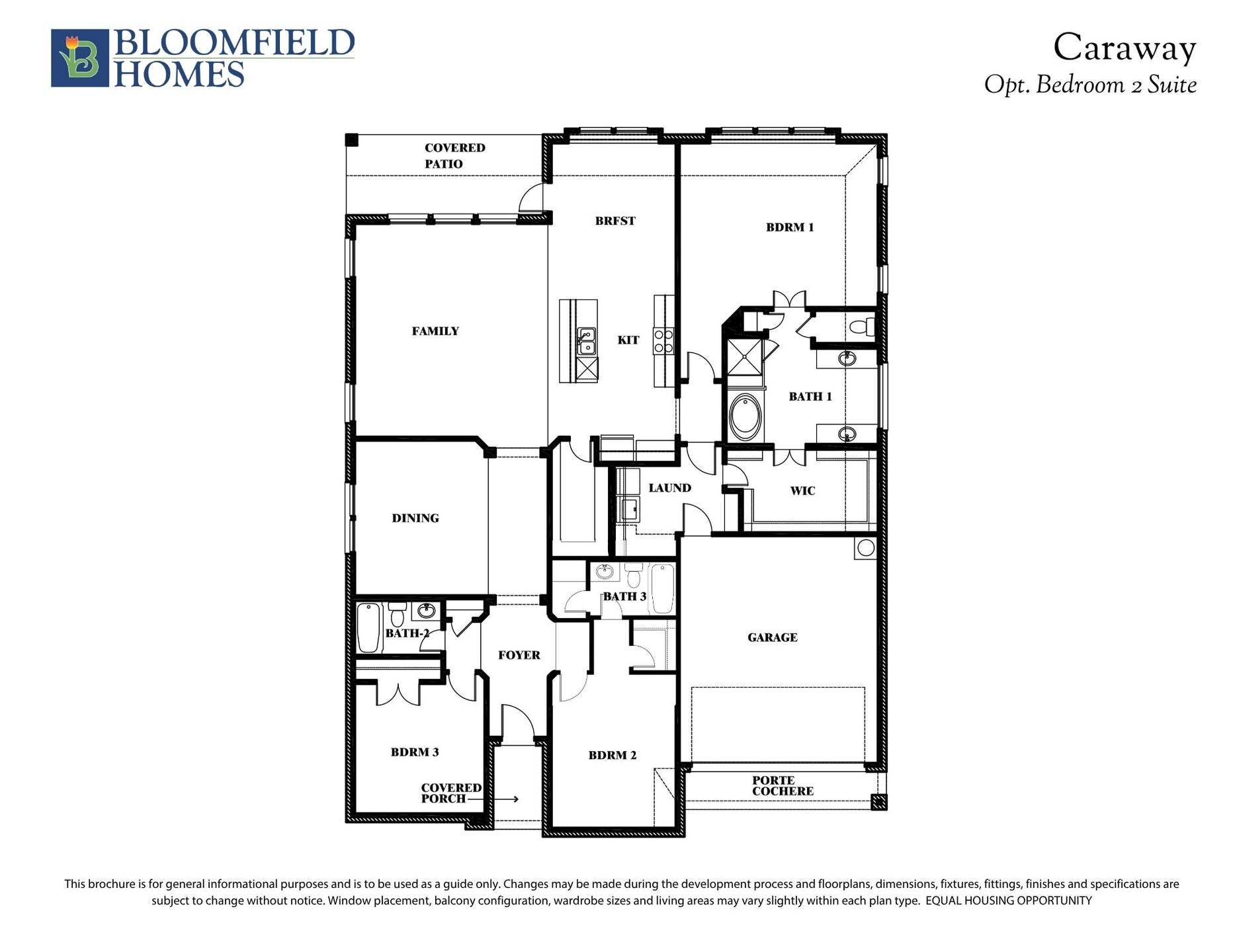 Caraway Floor Plan with Optional Bedroom 2 Suite
