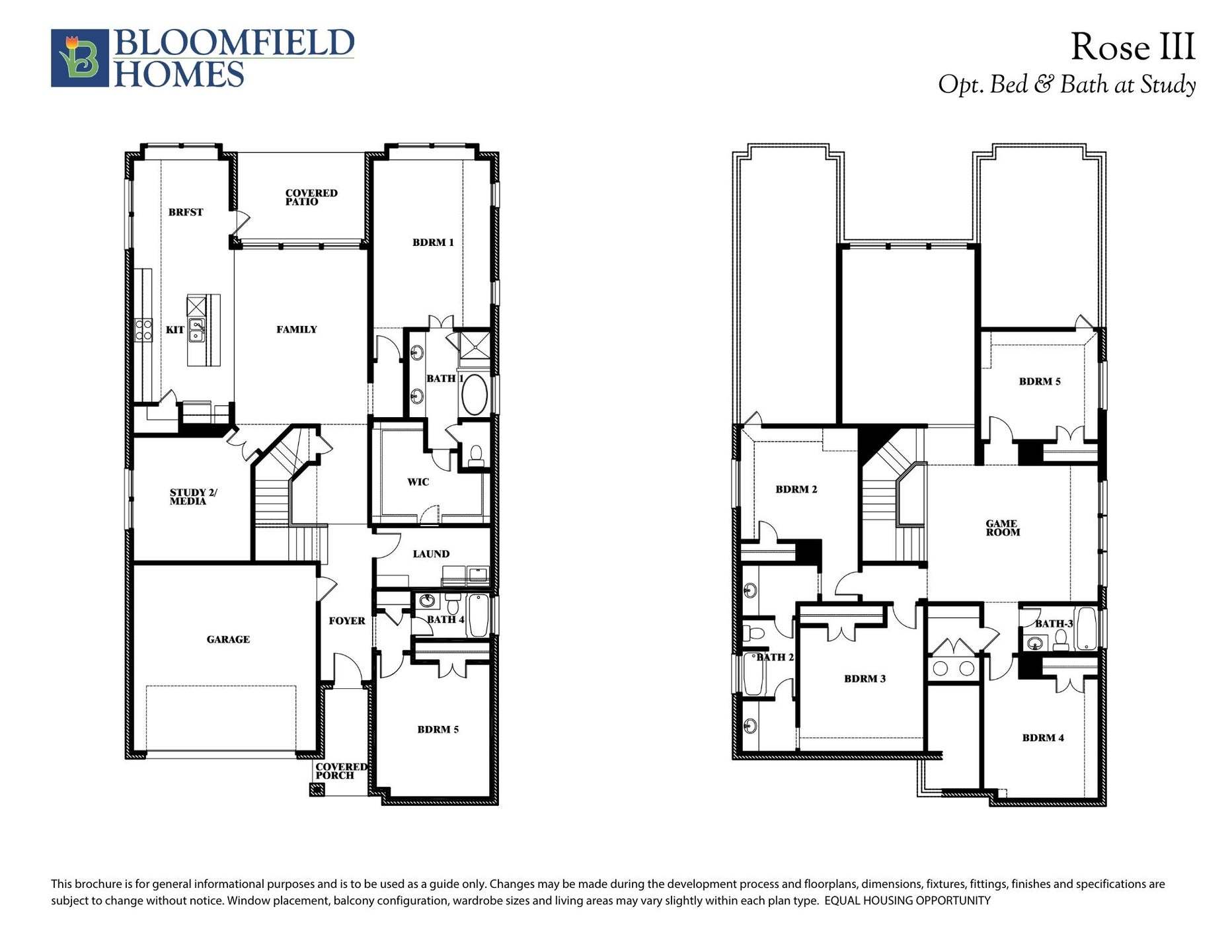 Rose III Floor Plan with Optional Bed & Bath at Study