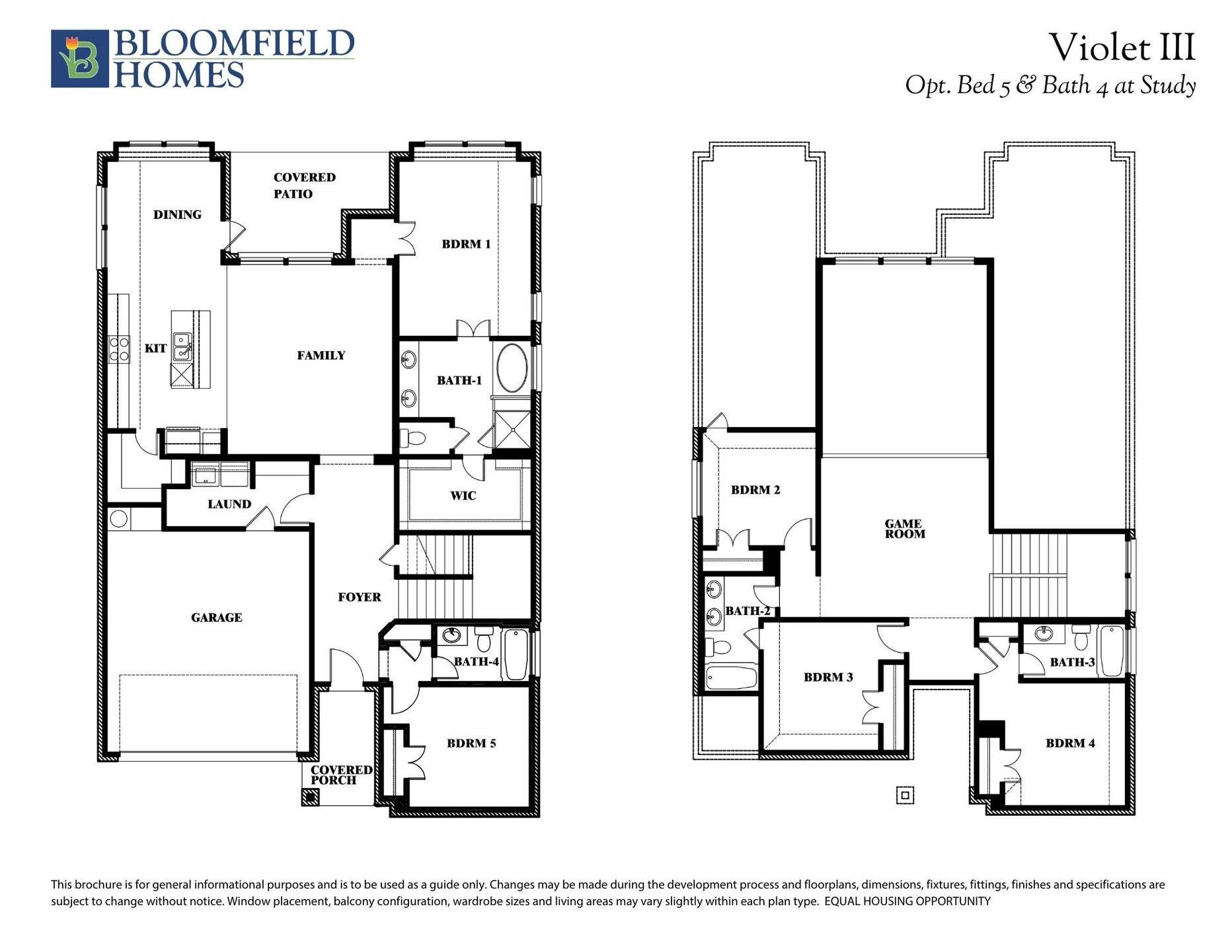 Violet III Floor Plan with Bedroom at Study