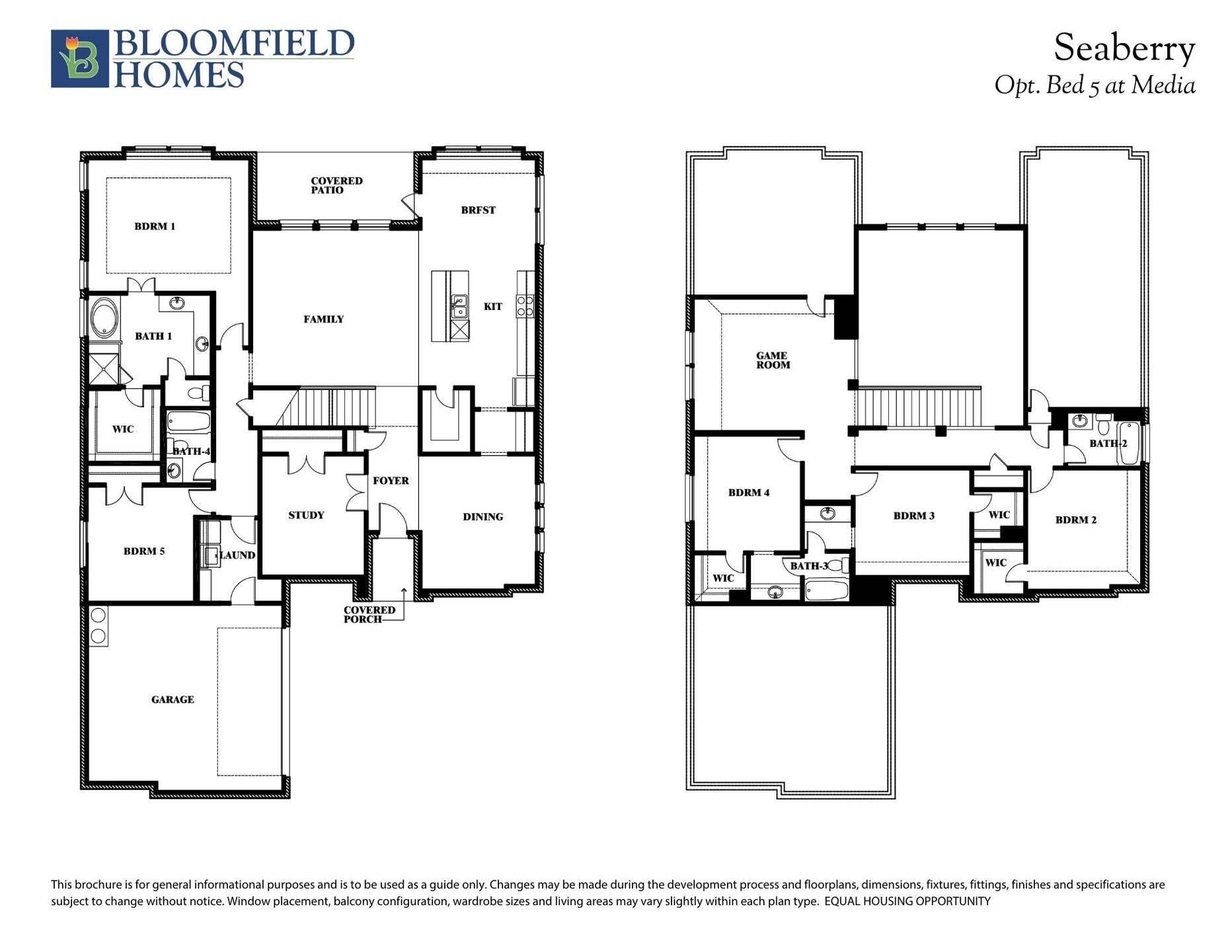 Seaberry Floor Plan with Optional Bed 5 at Media