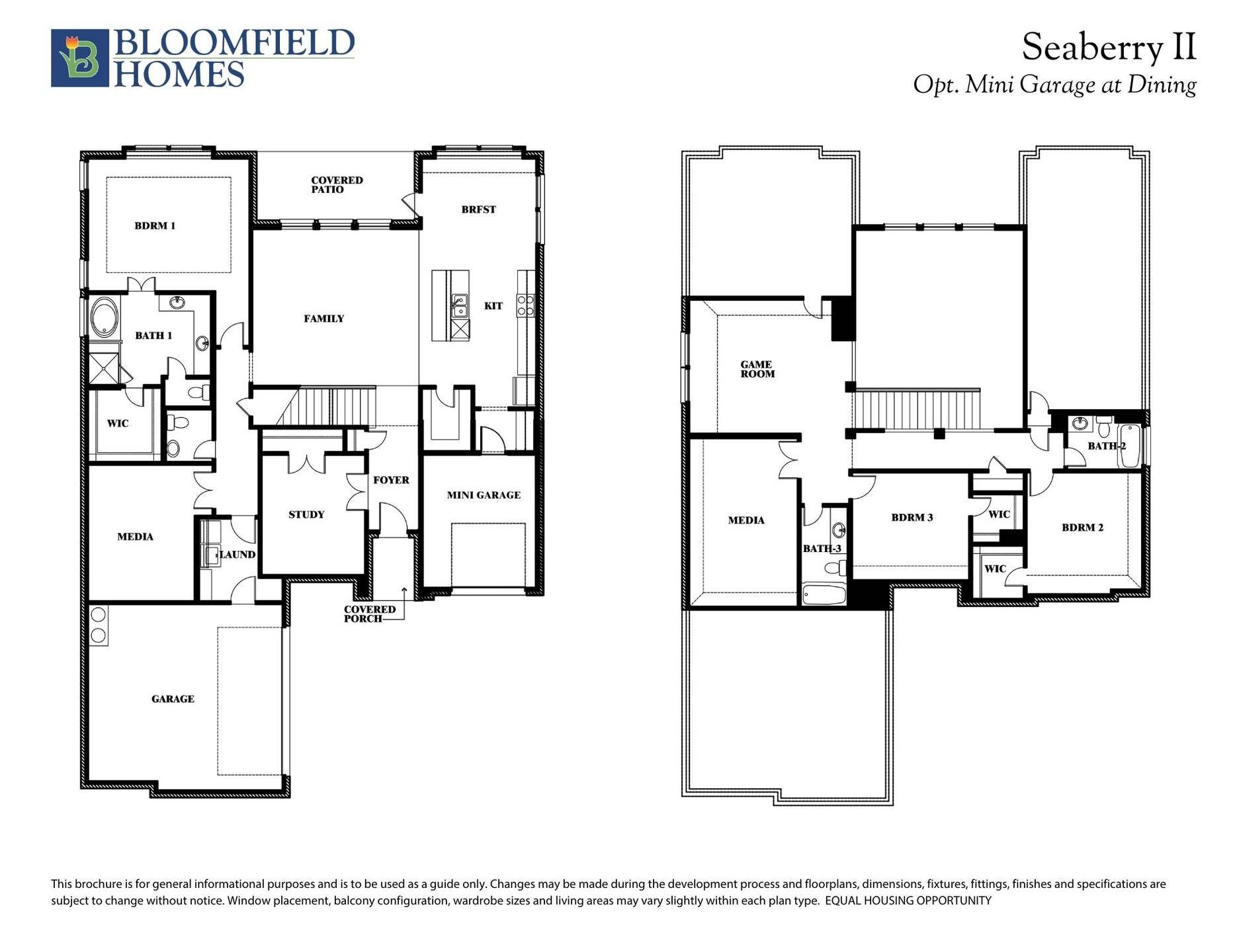 Seaberry II Floor Plan with Optional Mini Garage at Dining