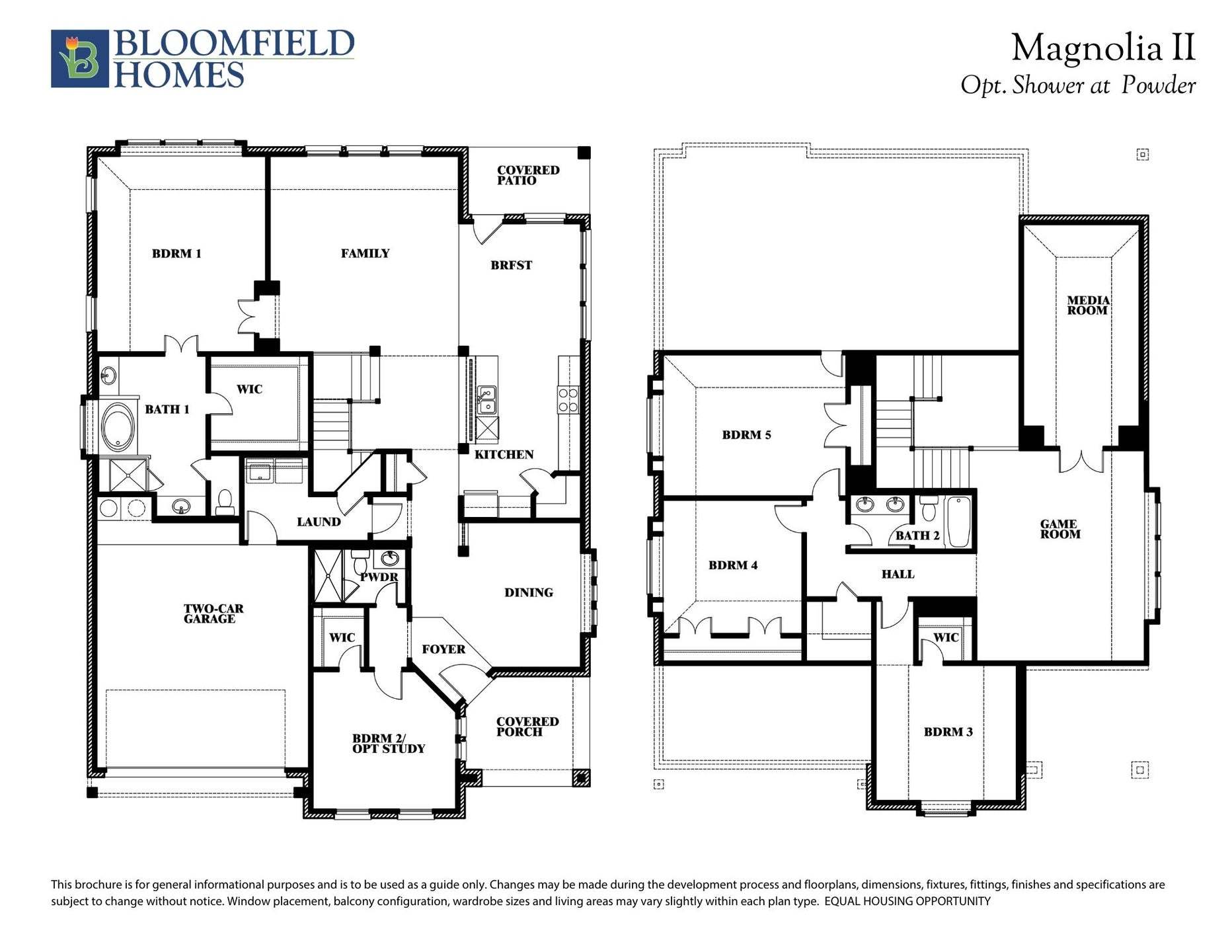 Magnolia II Floor Plan with Optional Shower at Powder