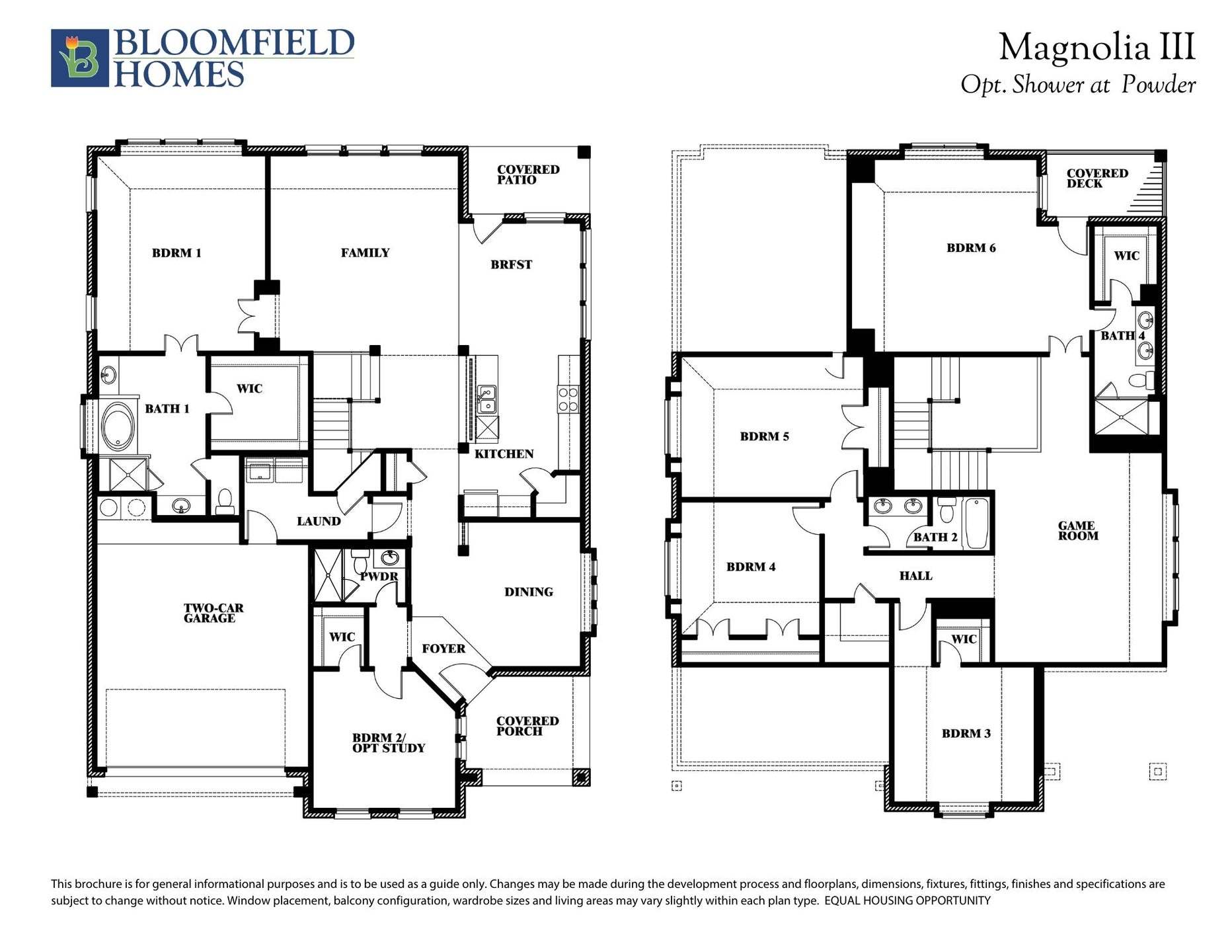 Magnolia III Floor Plan with Optional Shower at Powder