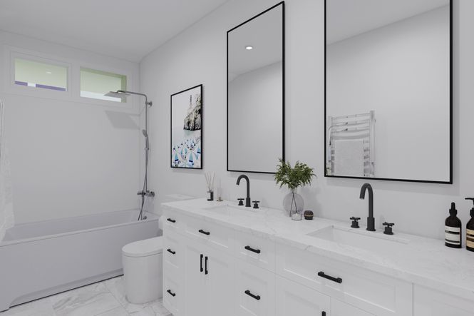 Convenient shared second-floor bathroom with stylish finishes.