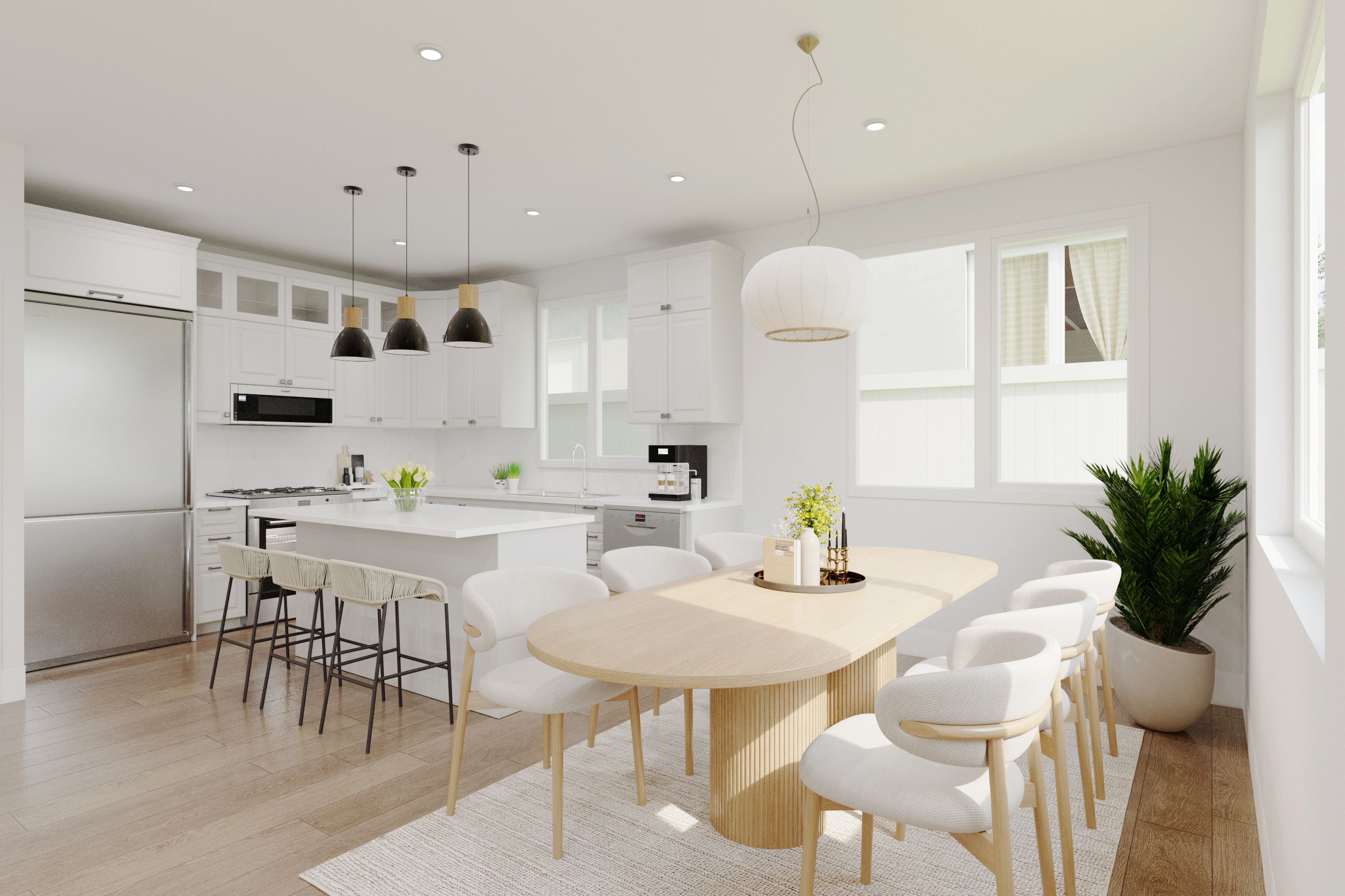 Sleek design with ample storage and prep space.