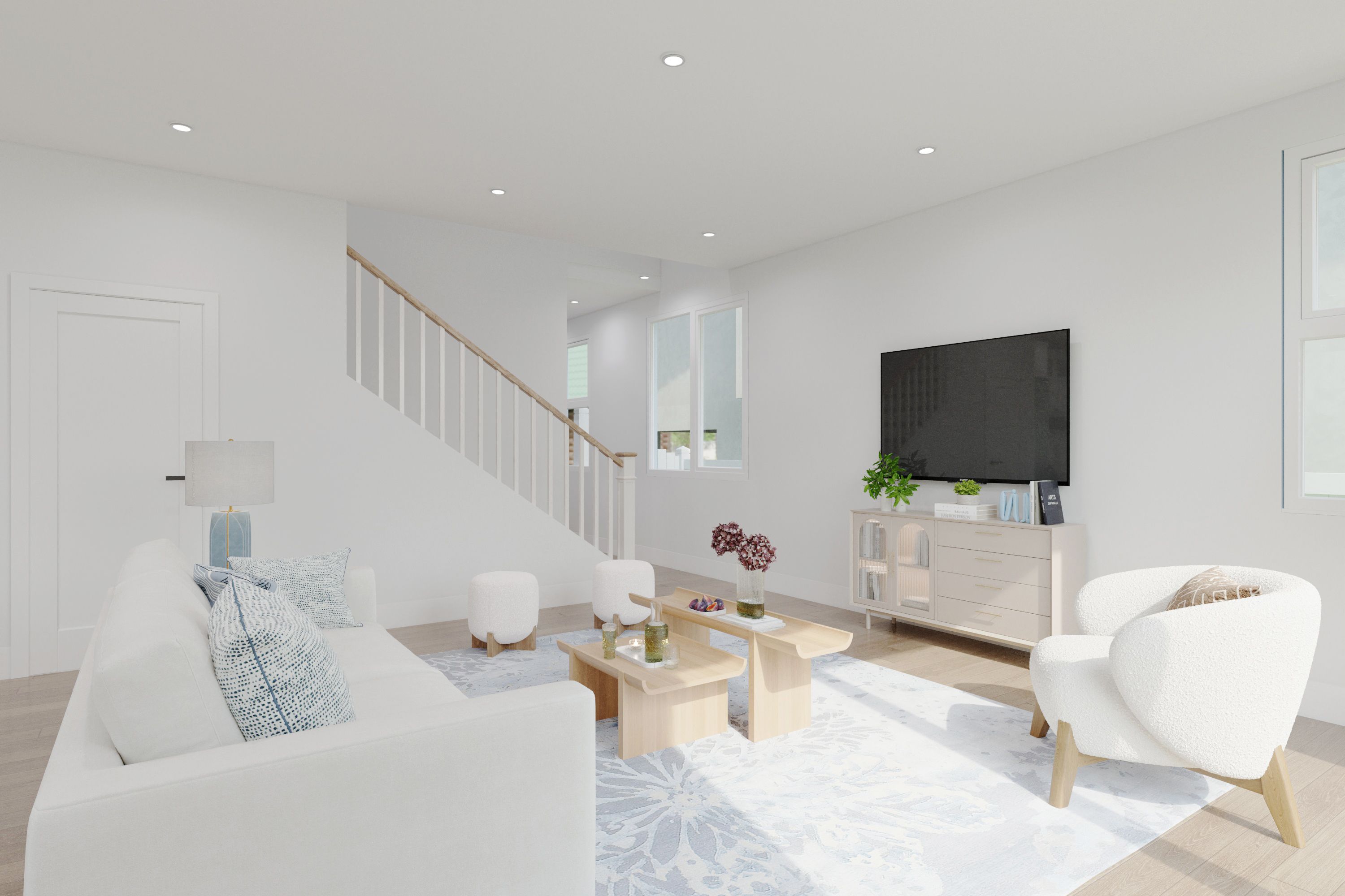 Bright family room designed for comfort and connection.