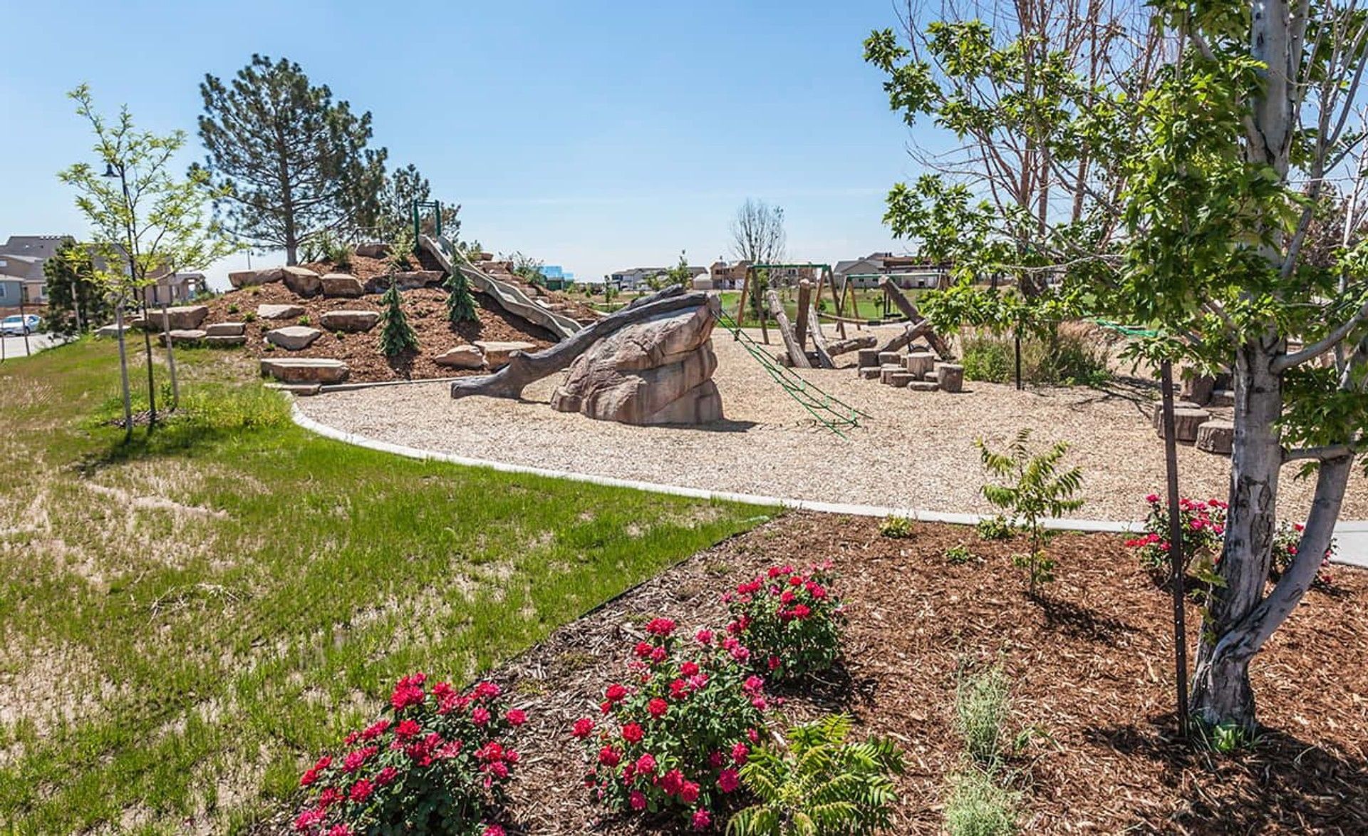 Trailside on Harmony offers an exquisite playground with natural climbing elements and landscaped beauty.