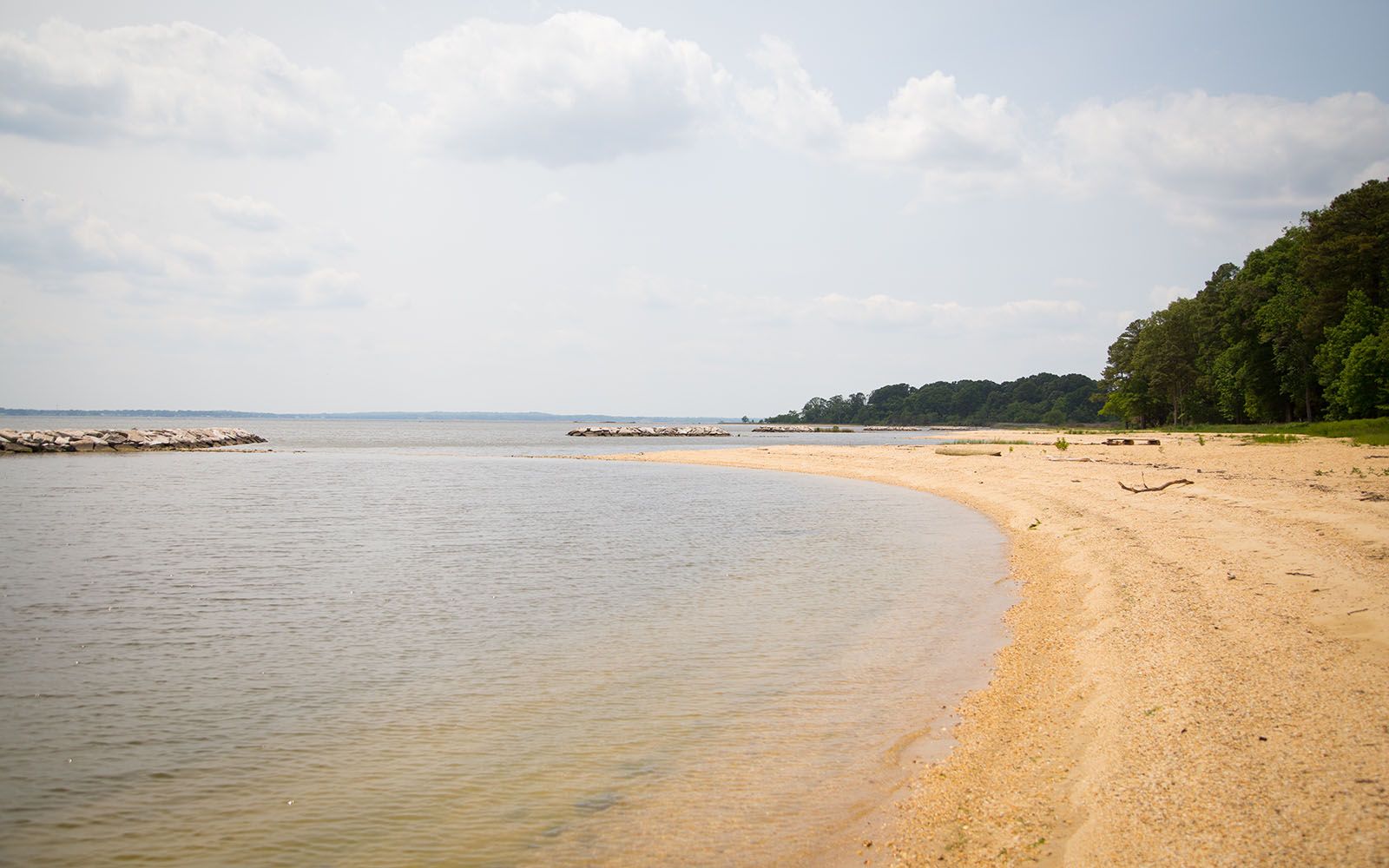 The waterfront beach area at Swan Point iin Swan Point MD.