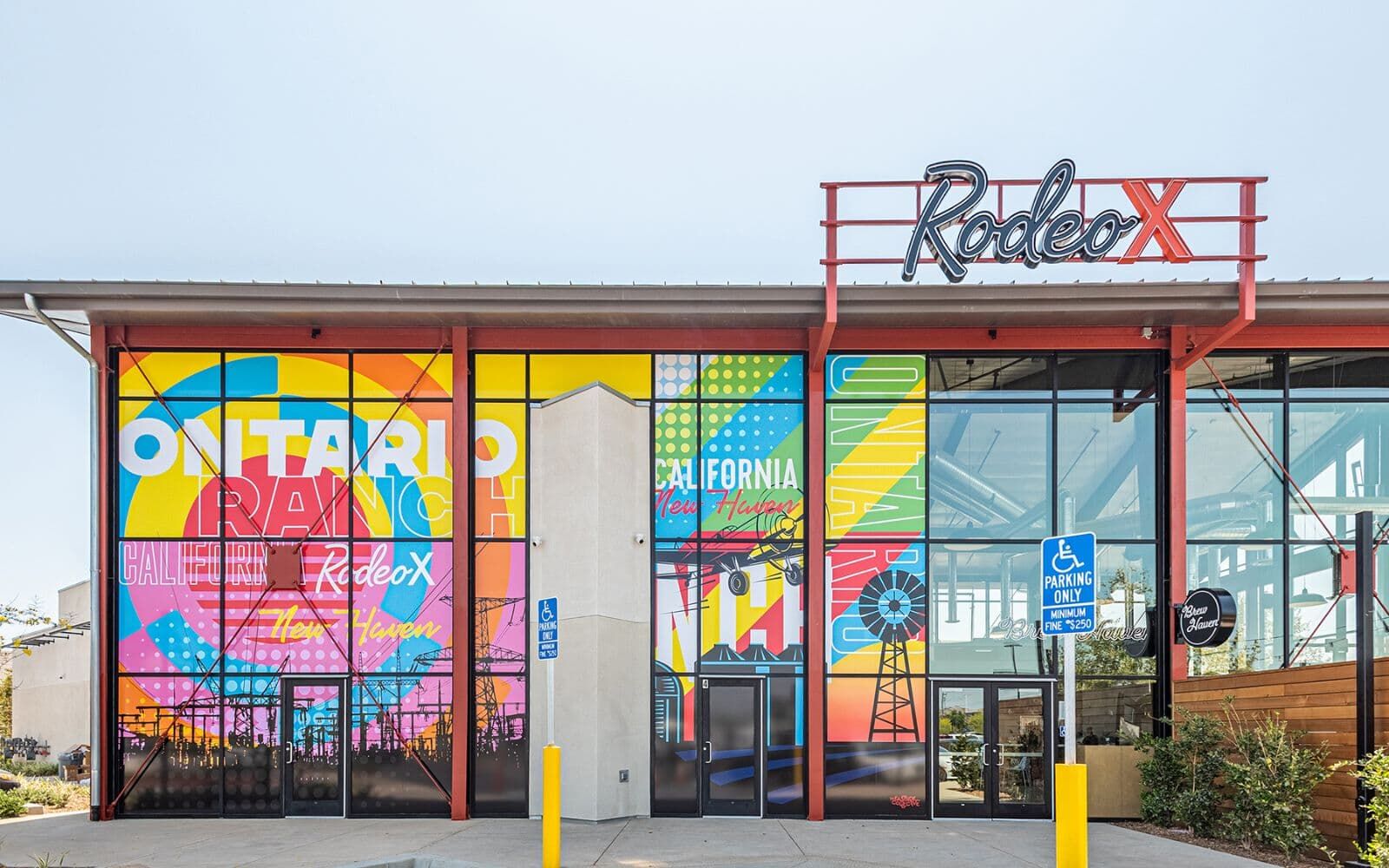Rodeo X food hall entrance within New Haven Marketplace.
