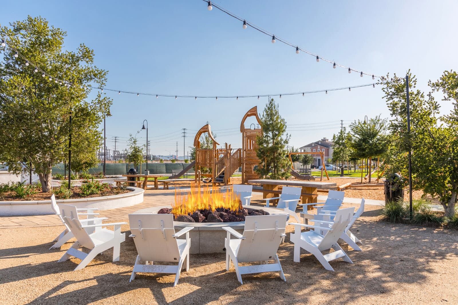 Super playground and fire pit at Emerald Park