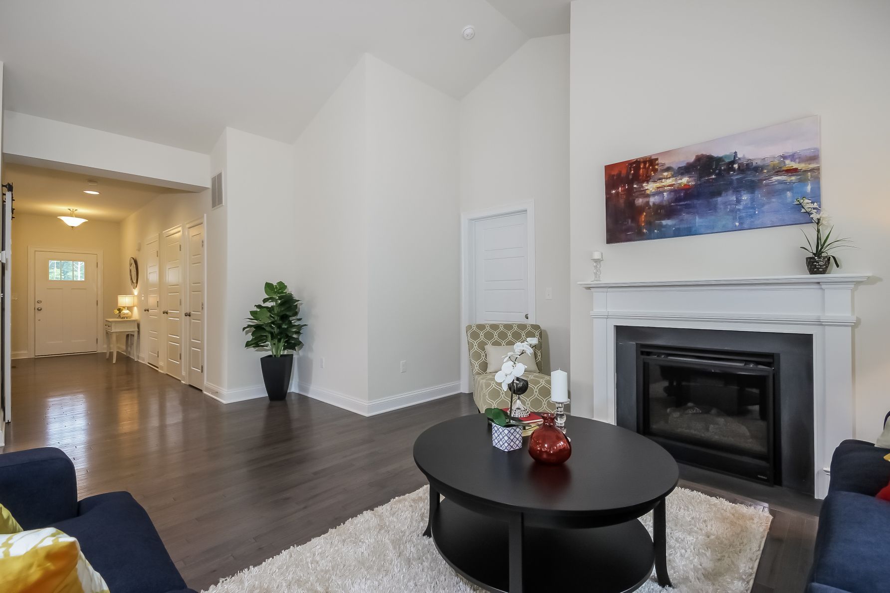 Living room and fireplace
