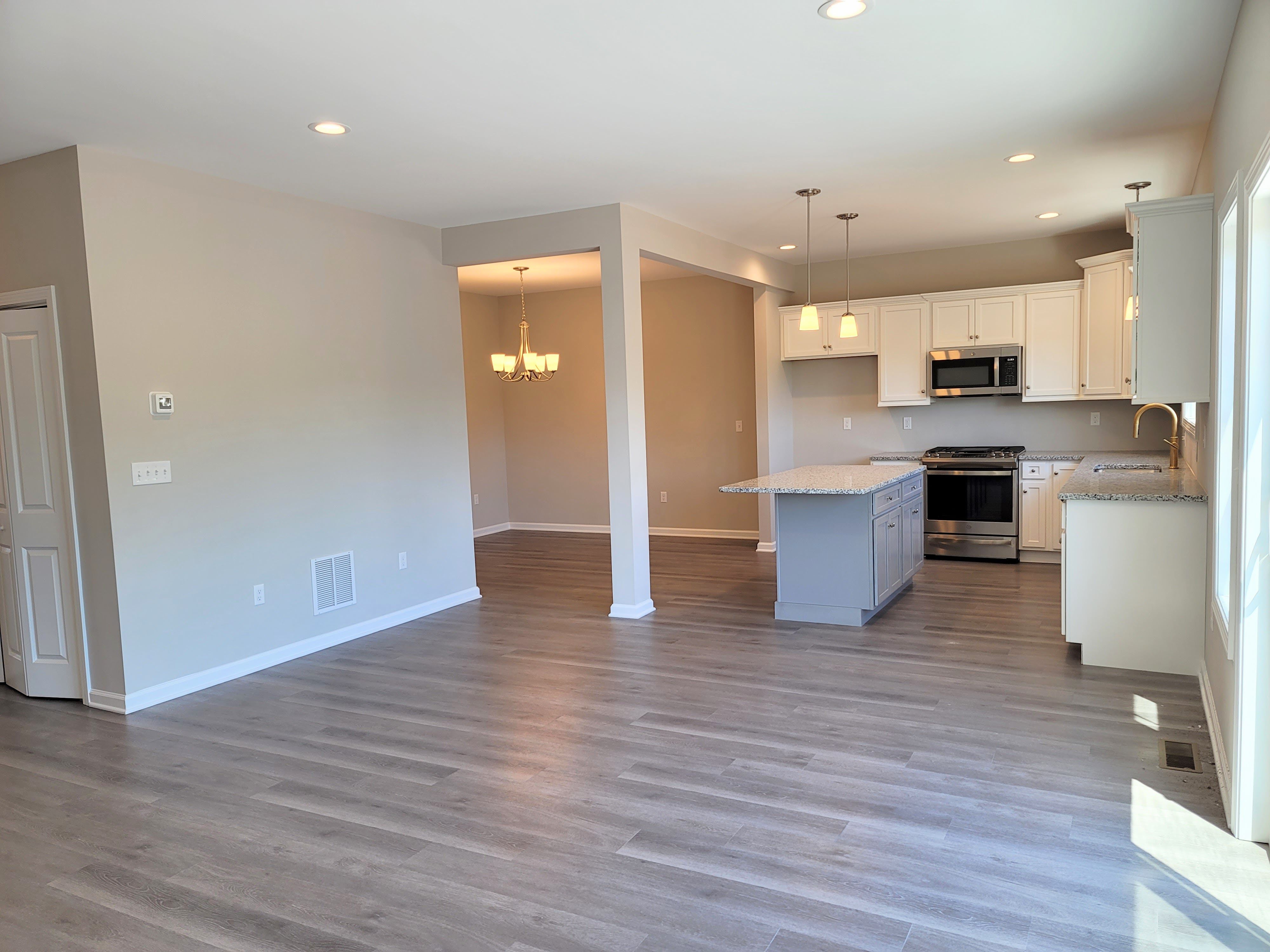 View from great room to kitchen