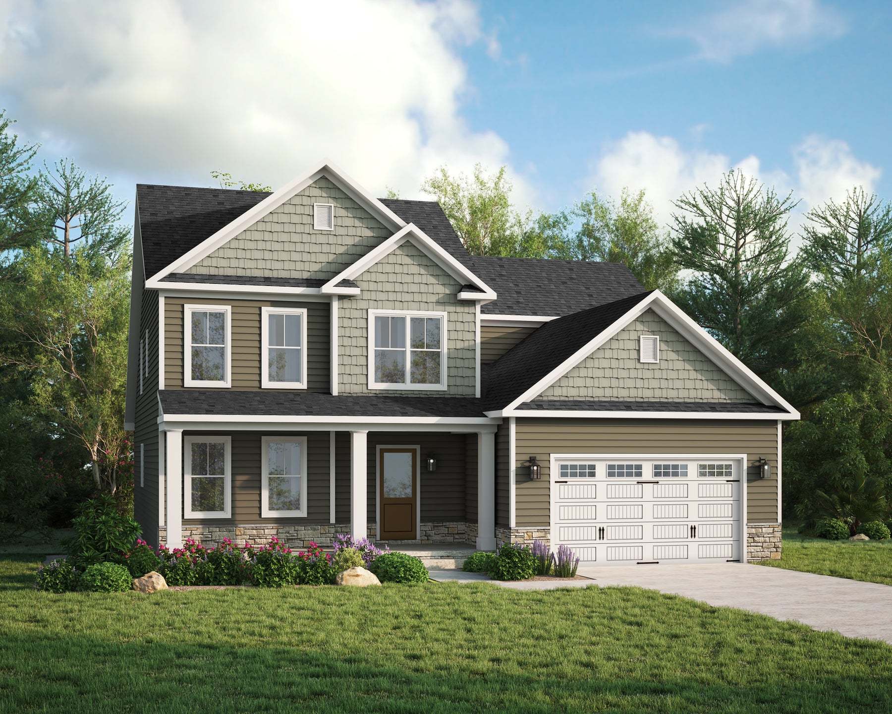 Elevation 32 - Shown with optional Stone water table & Opt. Garage top windows
