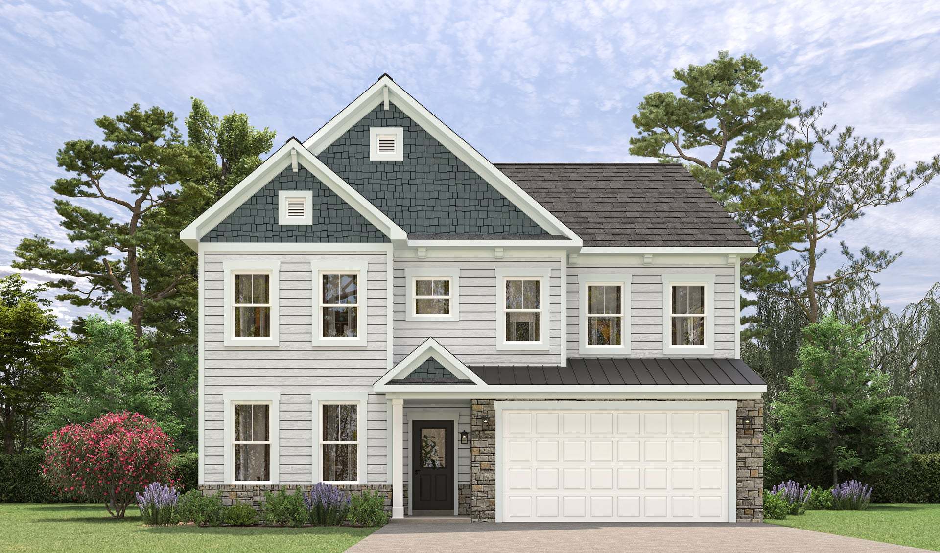 Elevation 31: Shown with Opt. Metal Roof above the garage