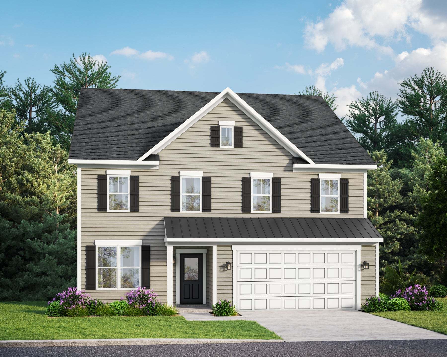 Elevation 30: Shown with Opt. Metal Roof above the garage & front porch