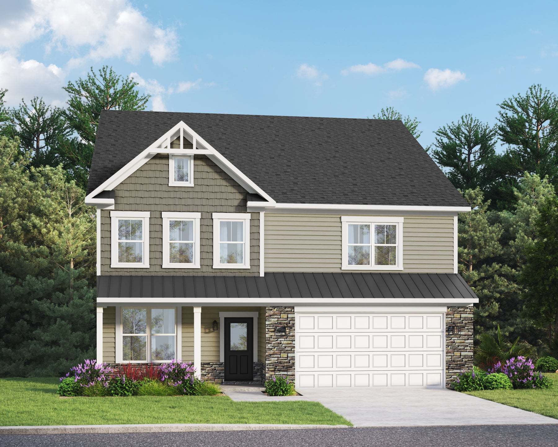 Elevation 31: Shown with Opt. Metal Roof above the garage & front porch