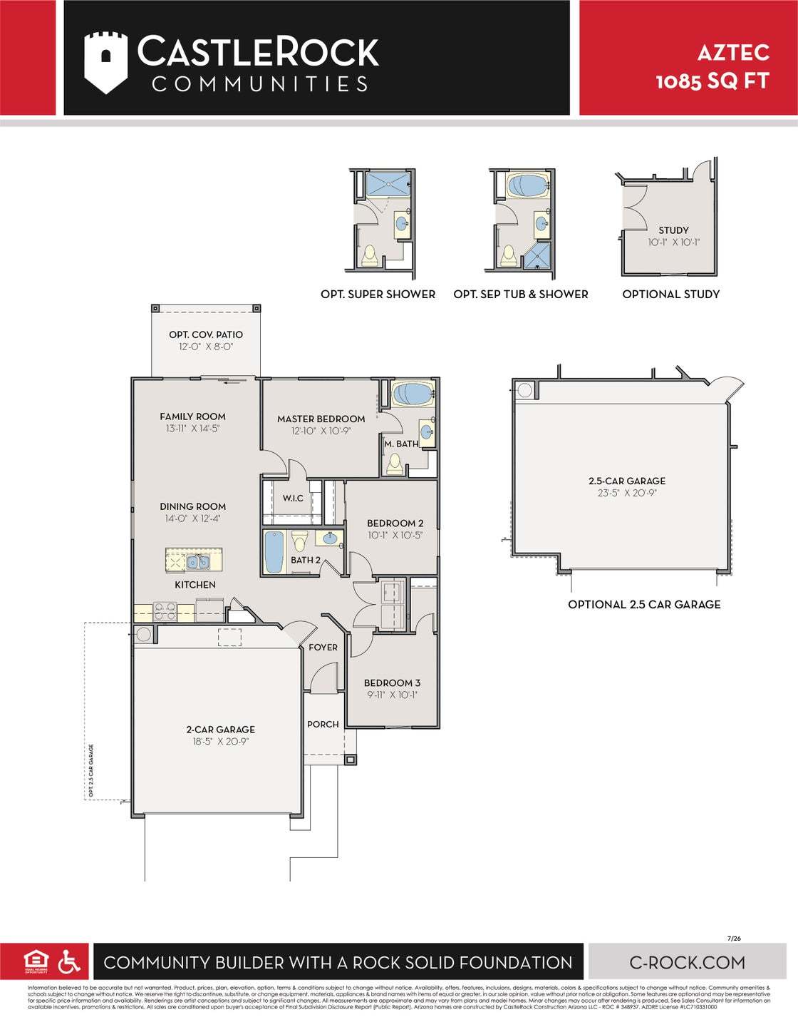 2.5 Car Garage Floor Plan (Mirage & Perkinsville)