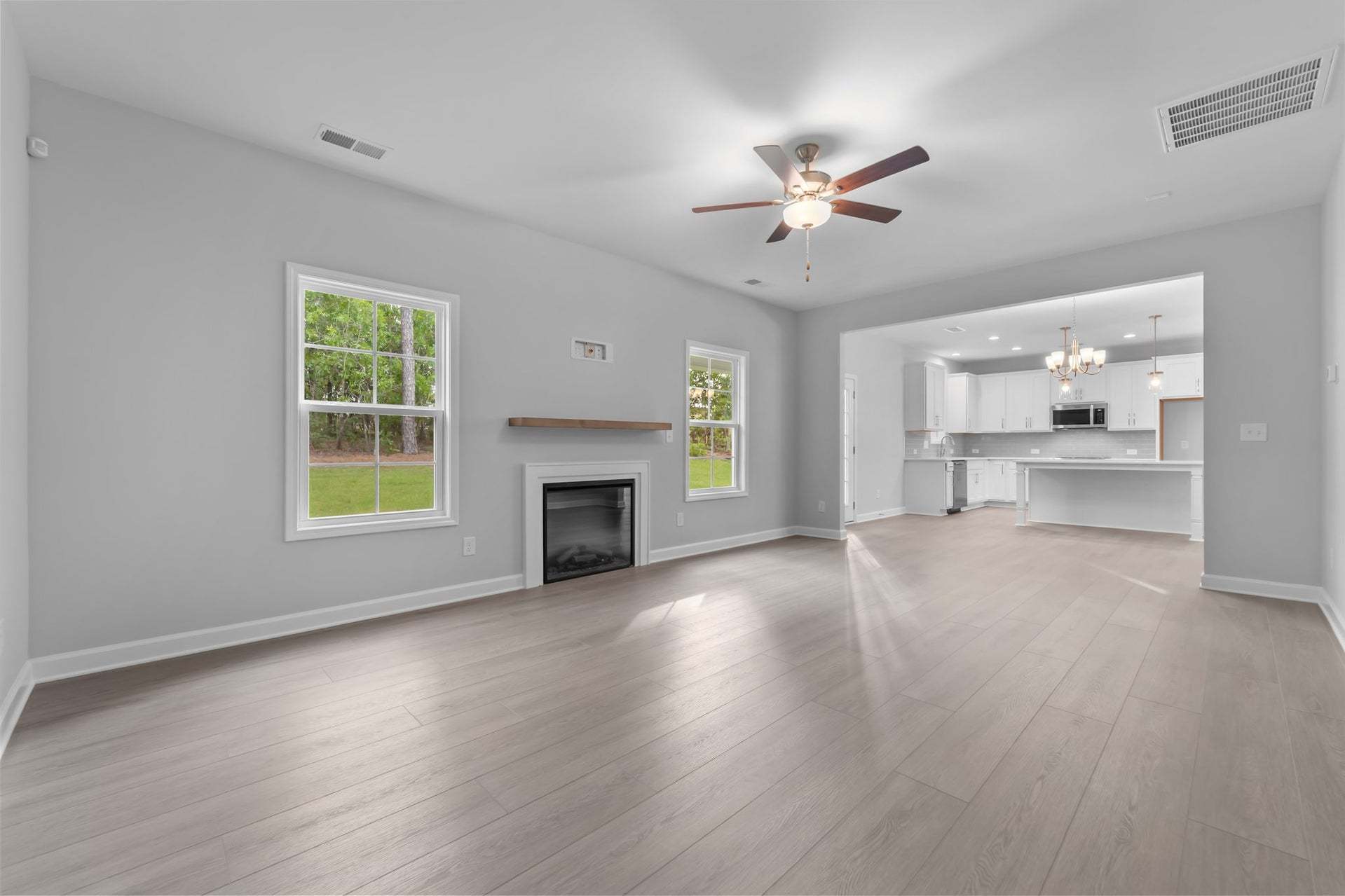 Great Room with Floating Mantle Fireplace Option