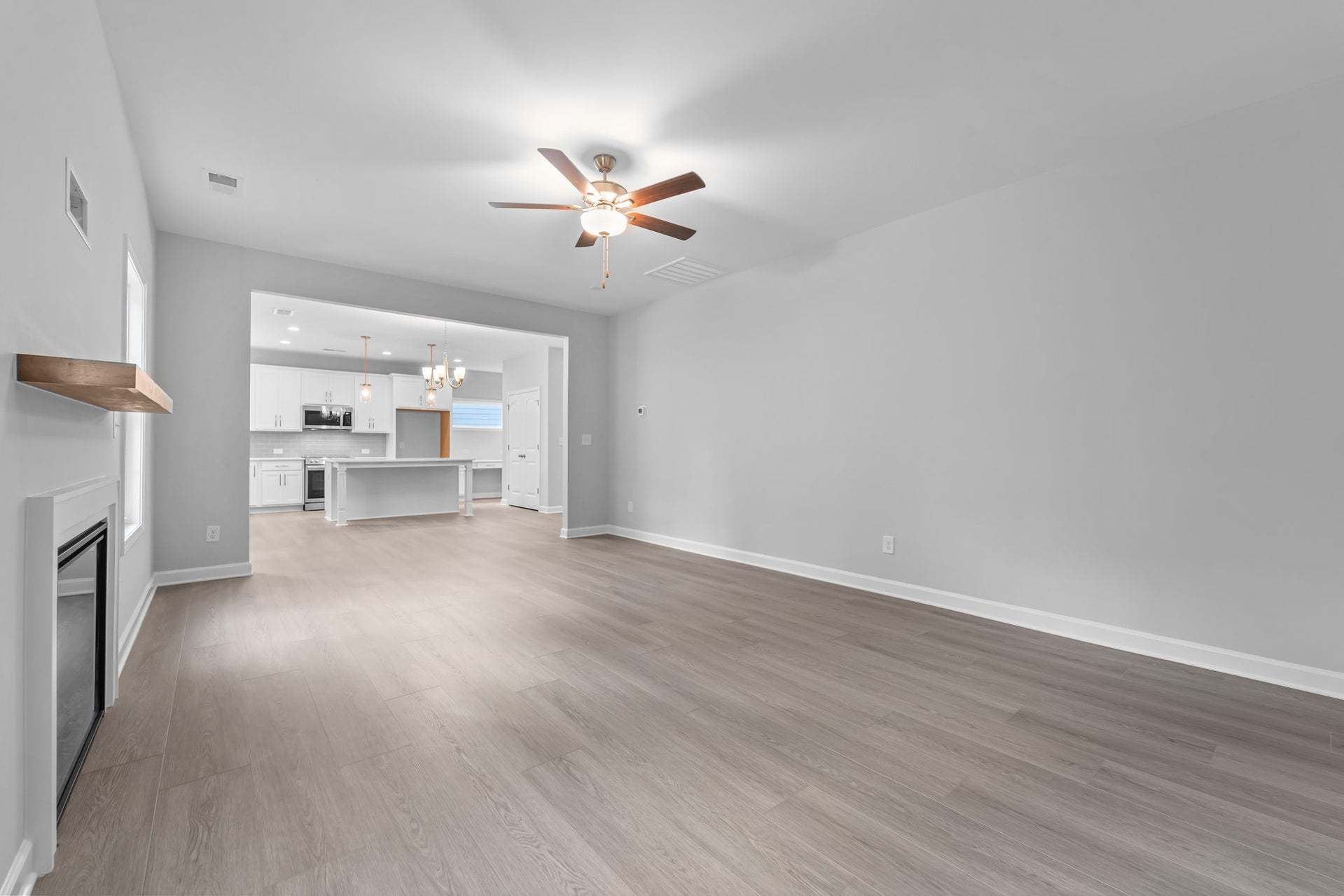 Great Room with Floating Mantle Fireplace Option