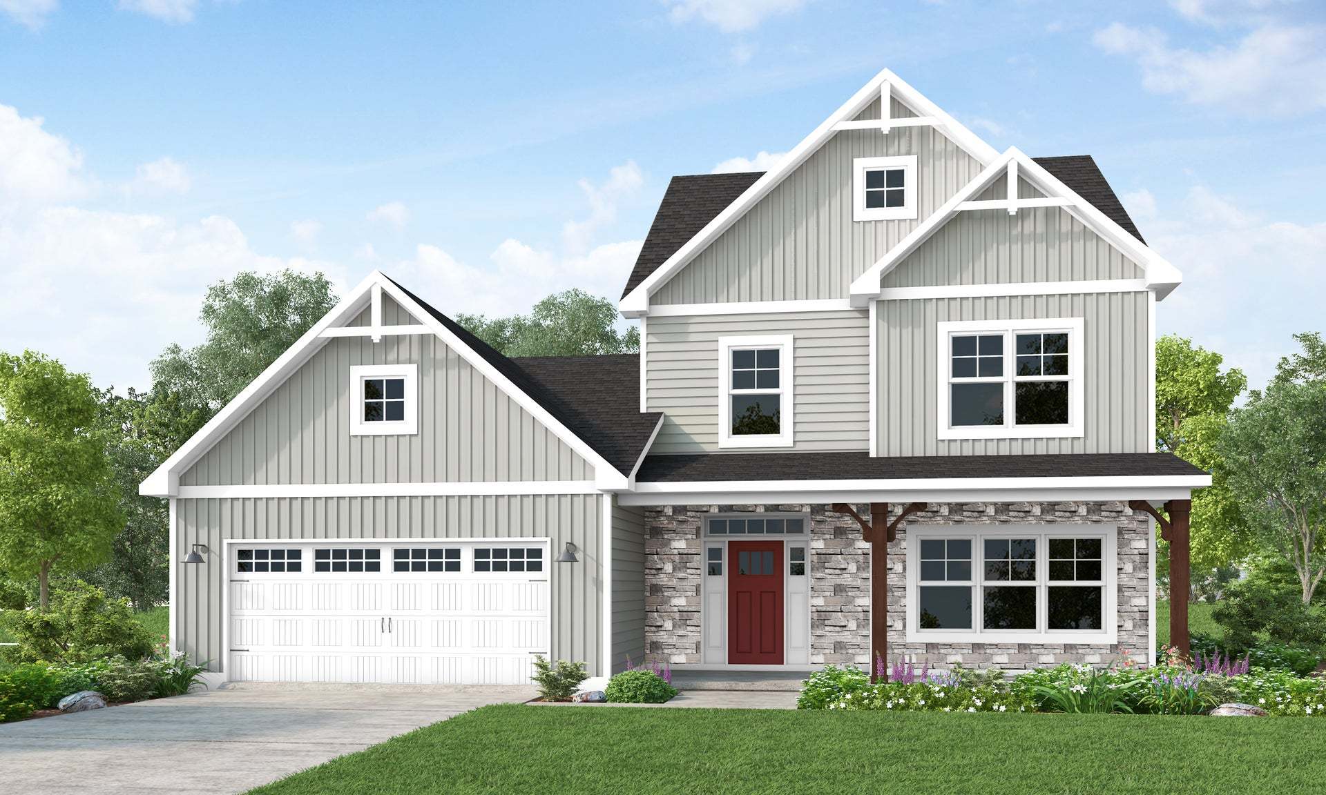 Elevation F - Stone Facade