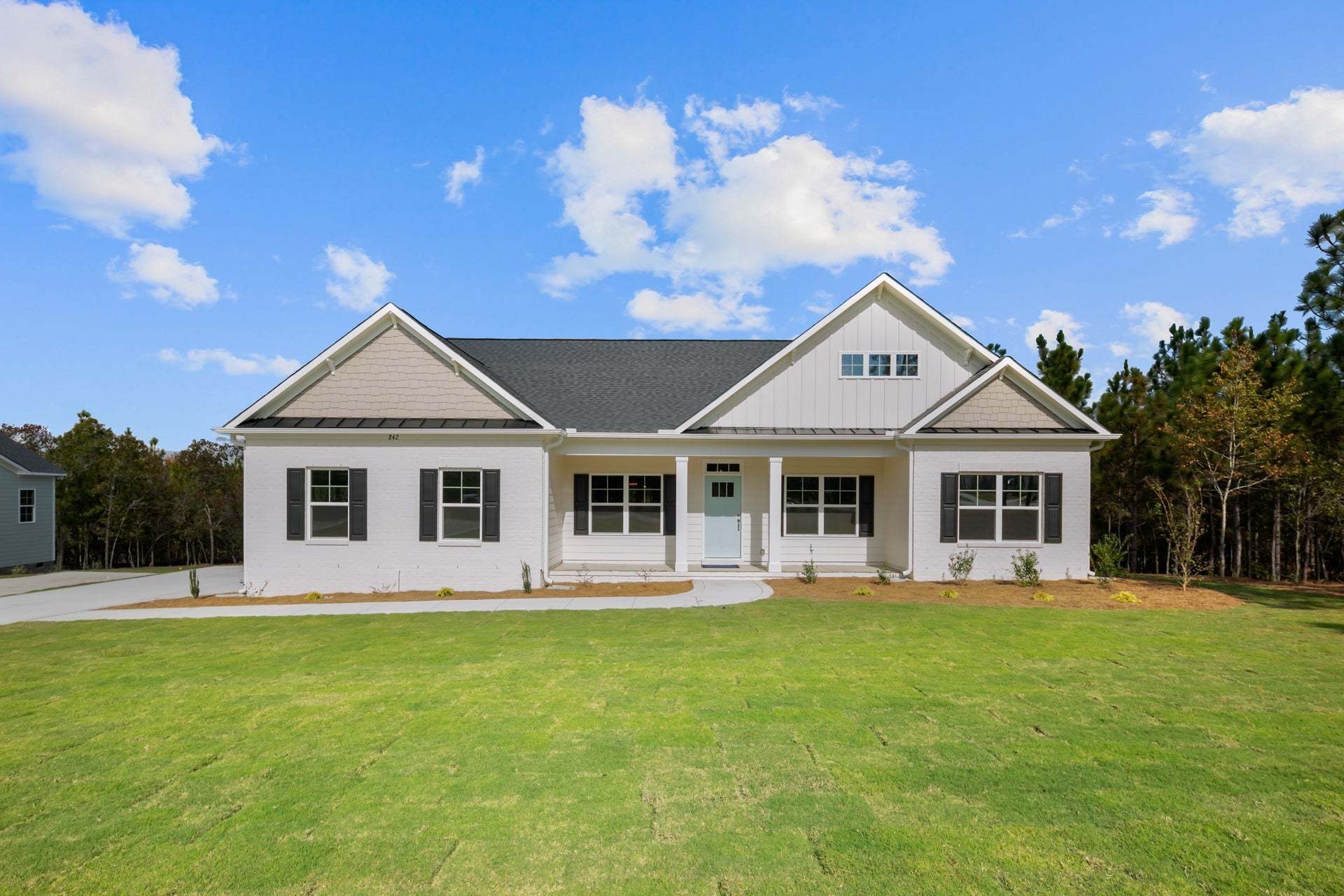 Elevation D with painted brick
