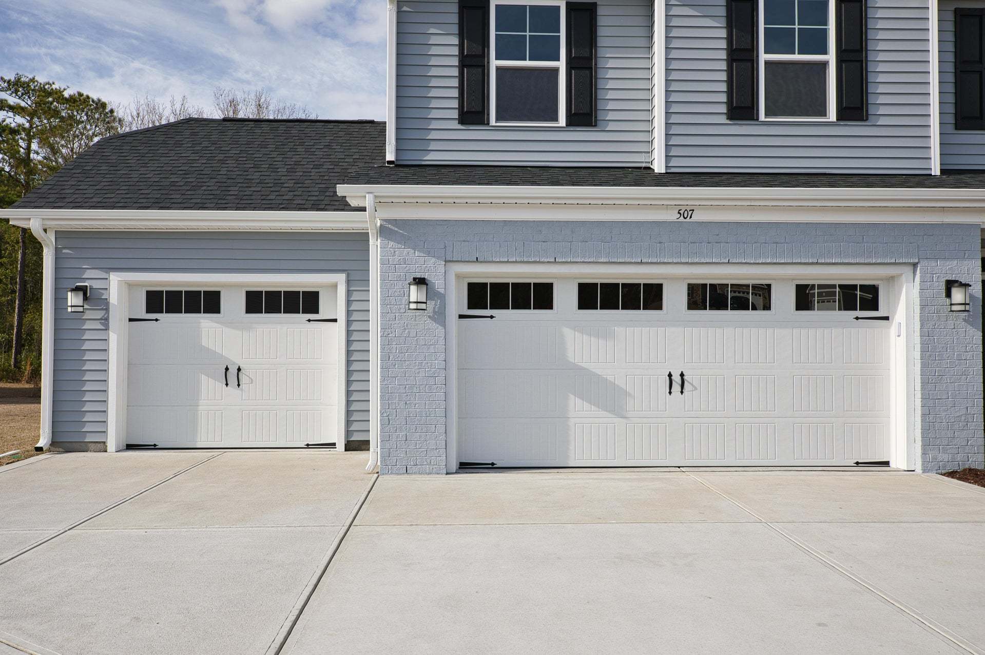 3-Car Garage with Painted Brick