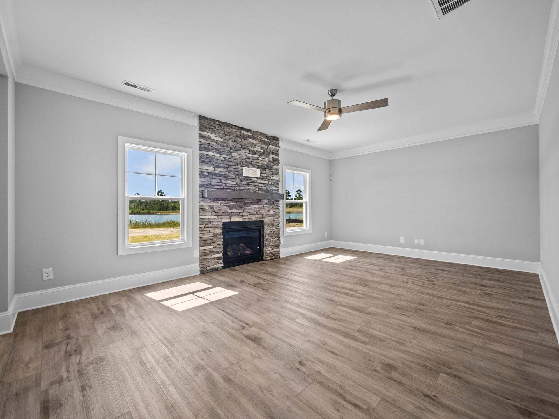 Great Room with Fireplace with Stone Surround Option