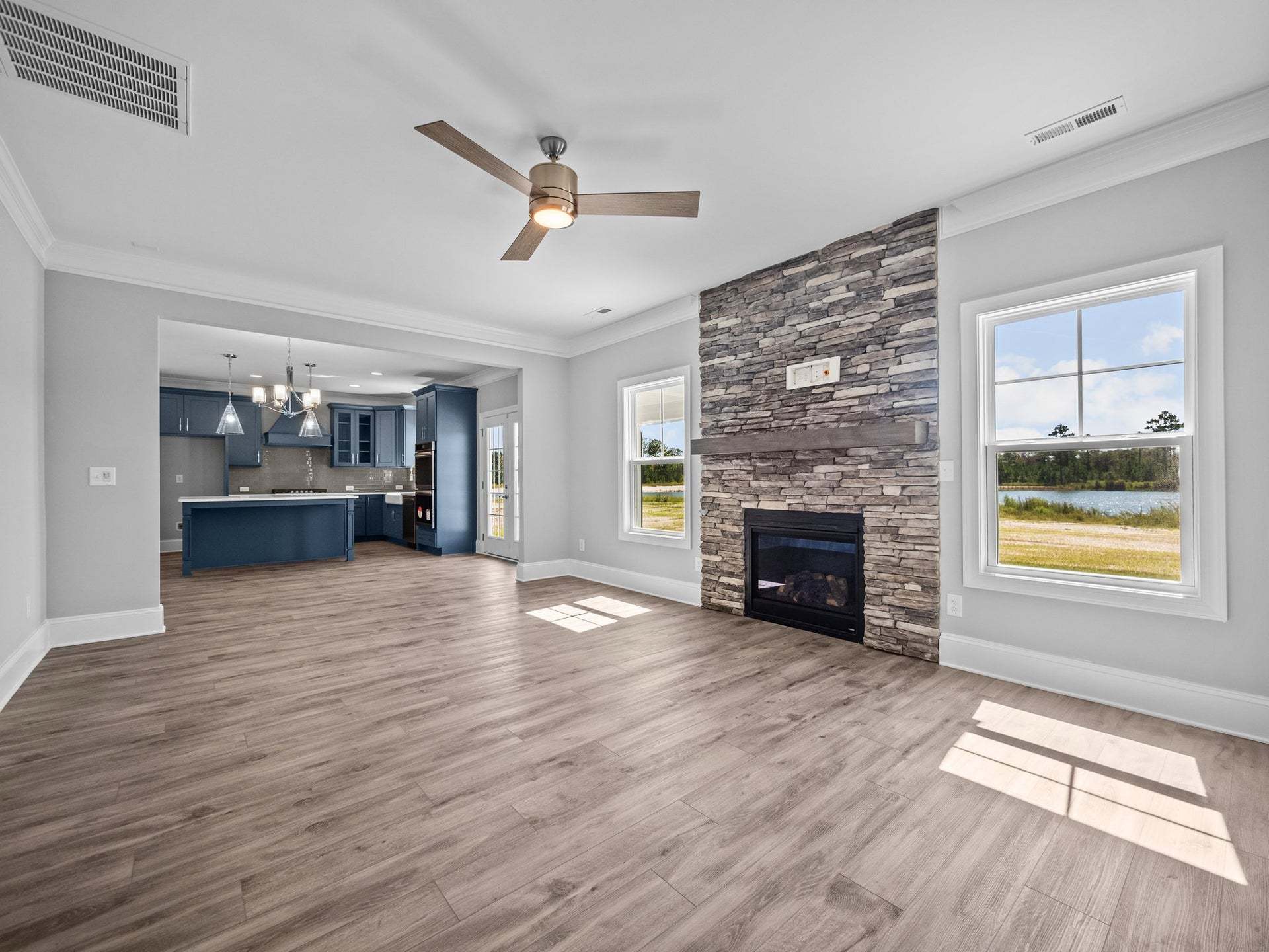 Great Room with Fireplace with Stone Surround Option
