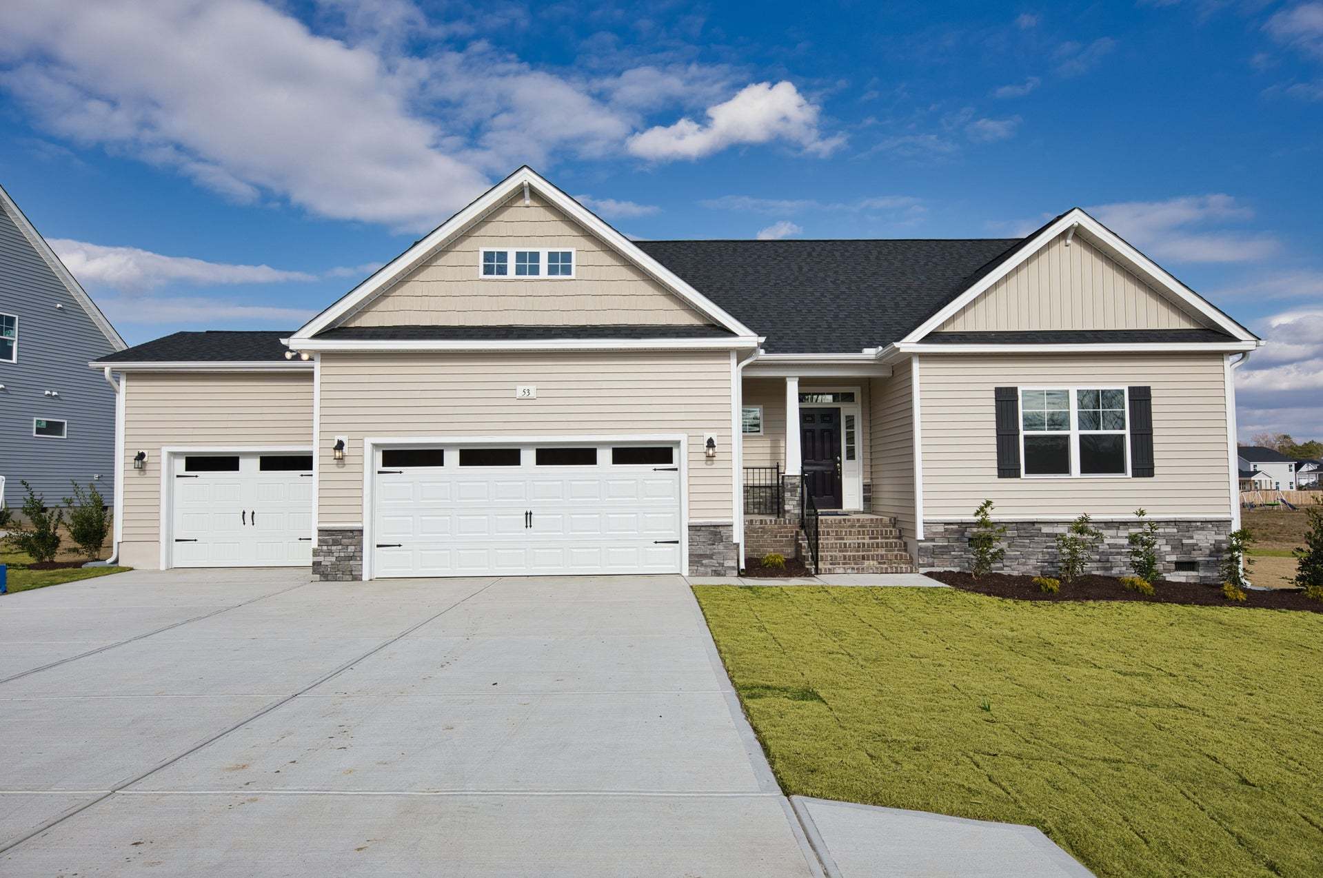 Elevation D with 3-Car Garage