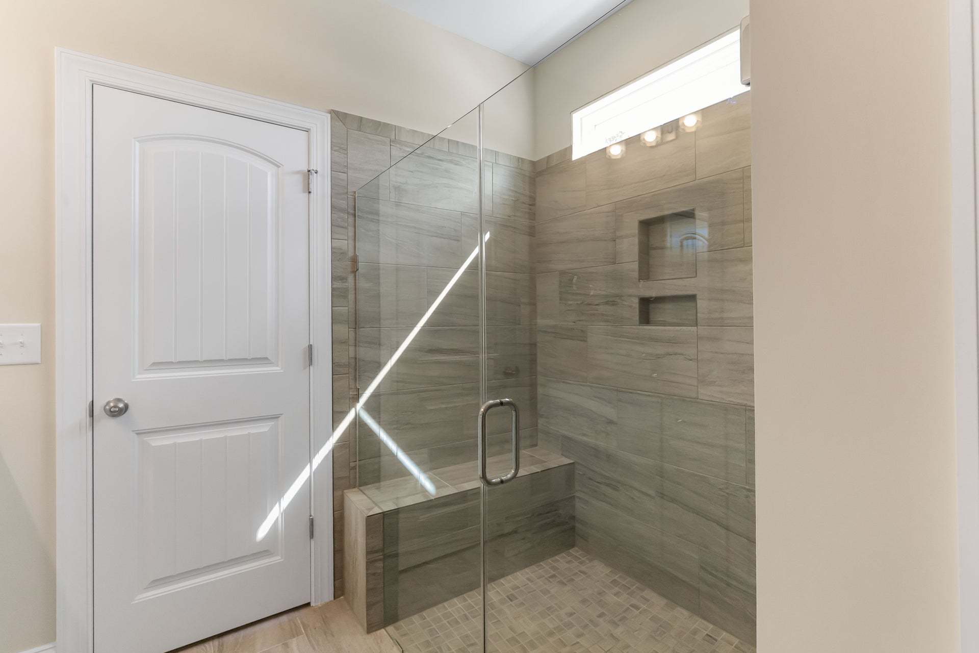 Frameless Tile Shower with Bench (Layout Option 2)