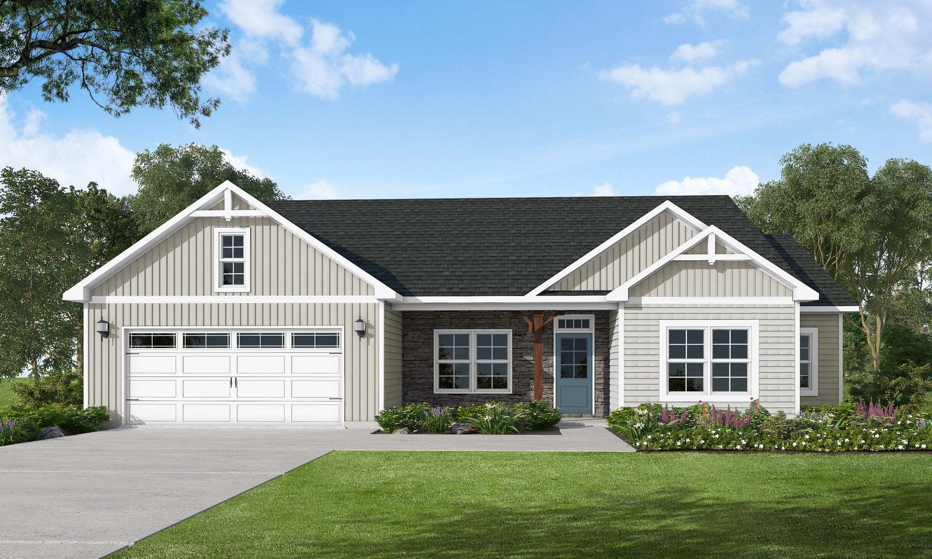 Elevation F with Stone