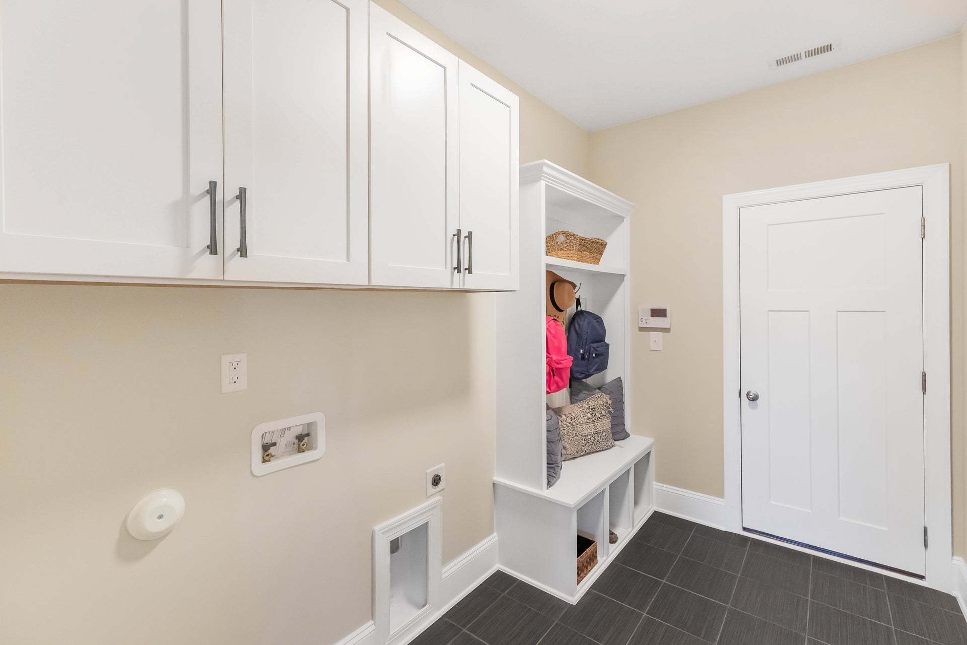 Wall Cabinets and Built-in Drop Zone Option