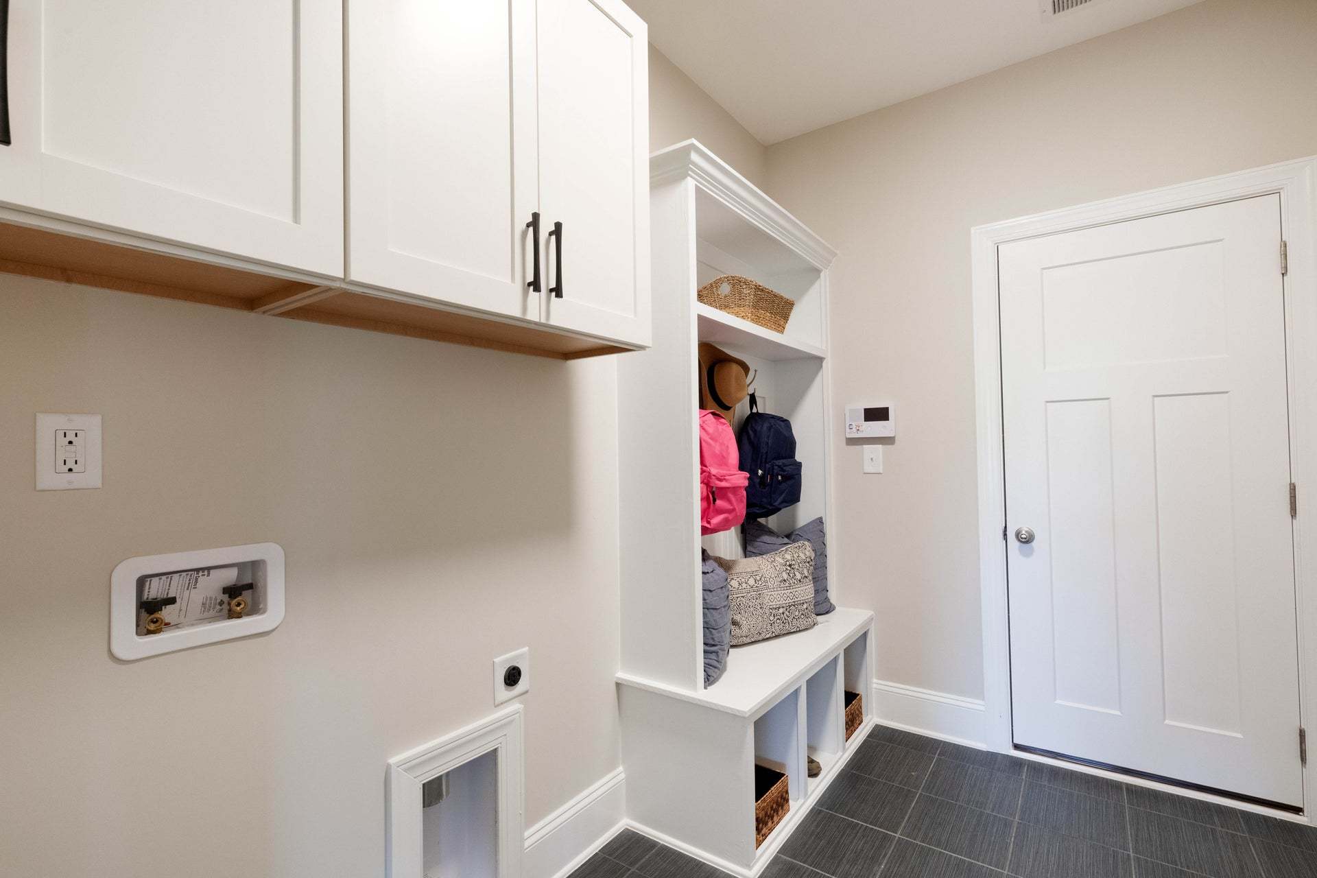 Wall Cabinets and Built-in Drop Zone Option