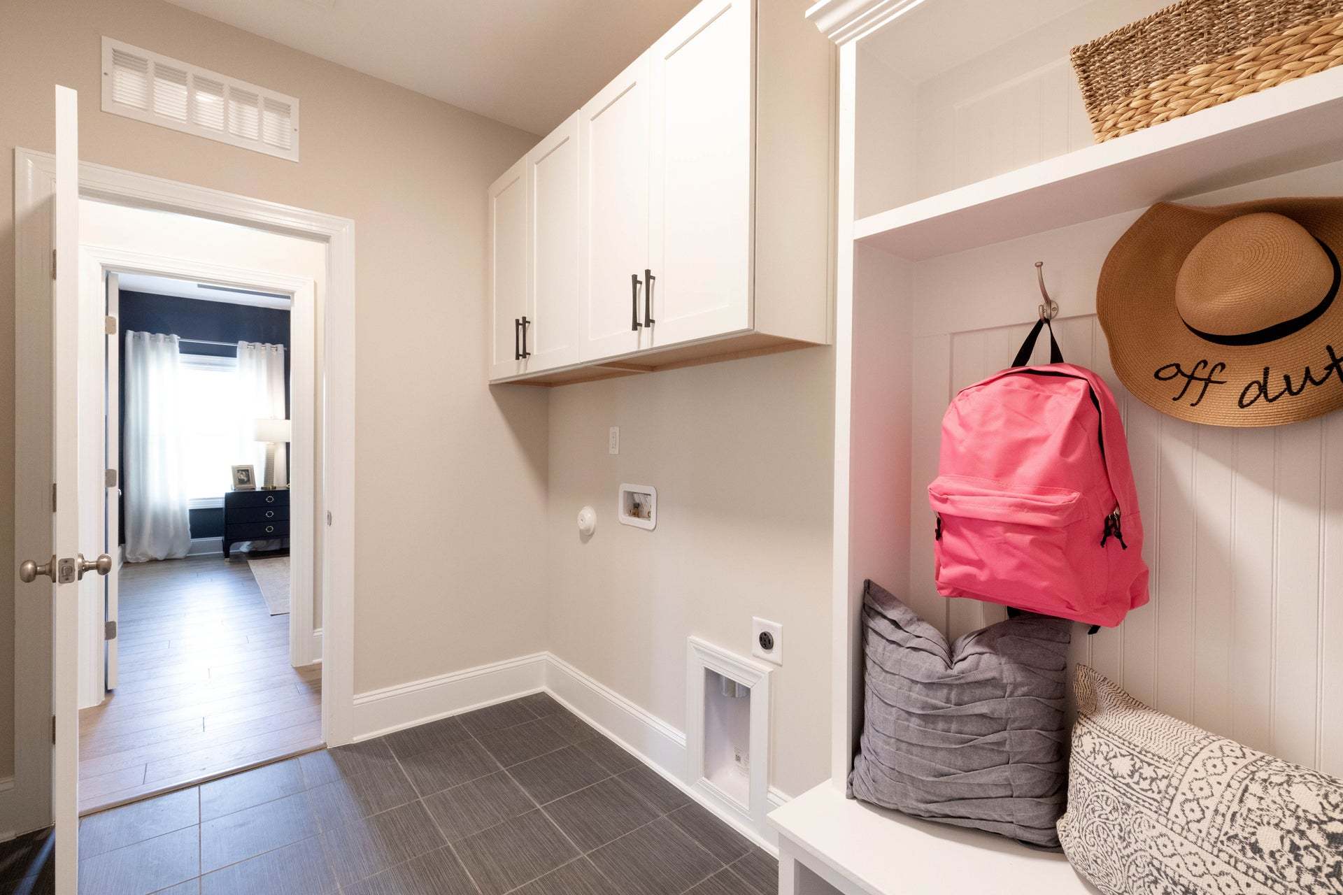 Wall Cabinets and Built-in Drop Zone Option