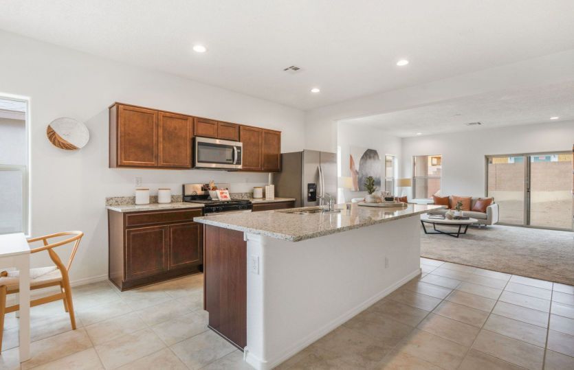 Open living from the kitchen to gathering space