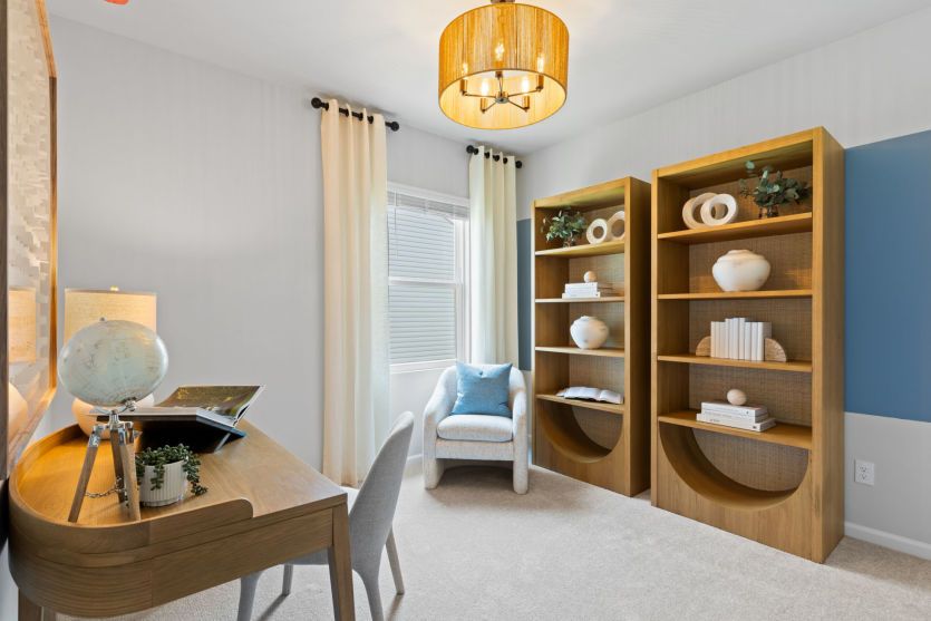 At home office or library. Model Home Representation.