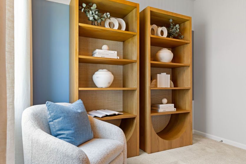 Cozy nook in Library. Model Home Representation.