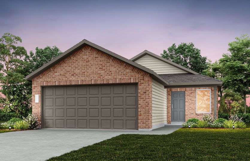 The Kemp, a one-story home design with 2-car garage, Exterior LS103