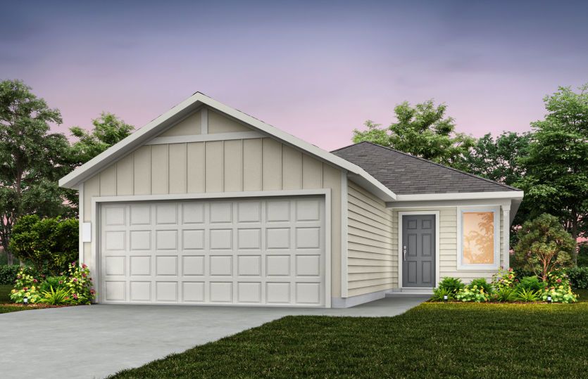The Kemp, a one-story home design with 2-car garage, Exterior HC101