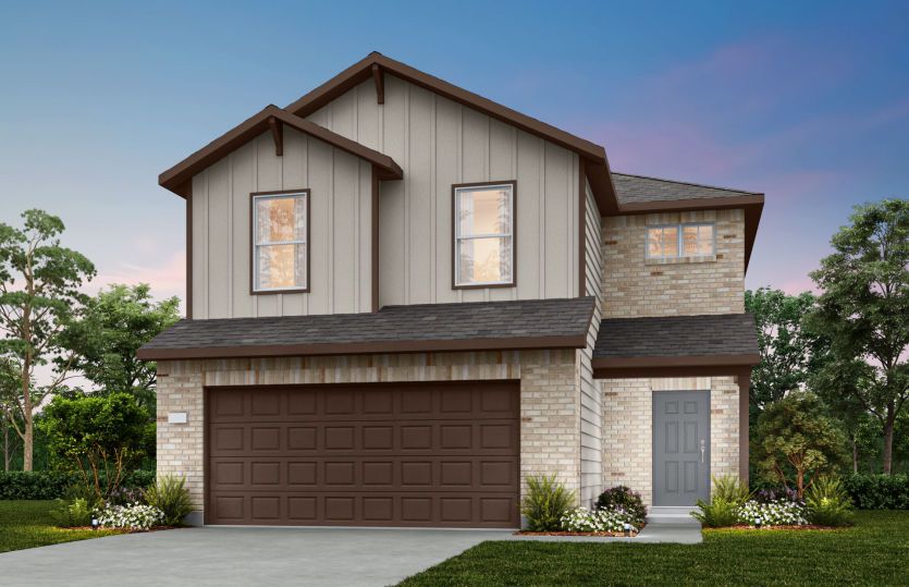 The Frio, a two-story home design with 2-car garage, showing home exterior LS103