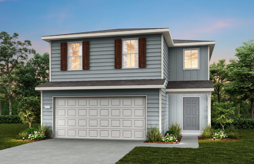 The Frio, a two-story home design with 2-car garage, showing home exterior HC101