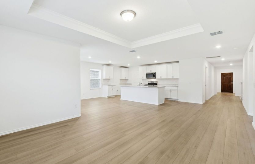 View of kitchen from gathering room