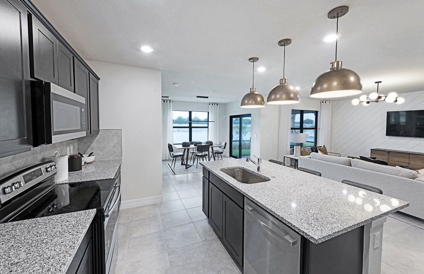 Kitchen overlooking the gathering room