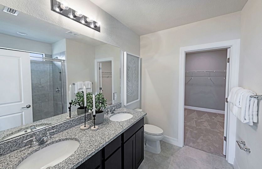 Owner's bathroom with dual sink vanity