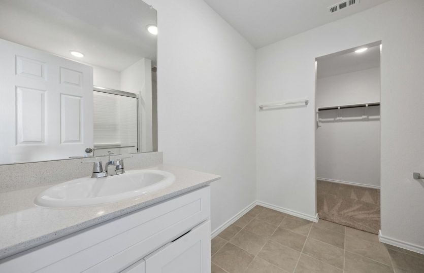Primary bath with two separate vanities